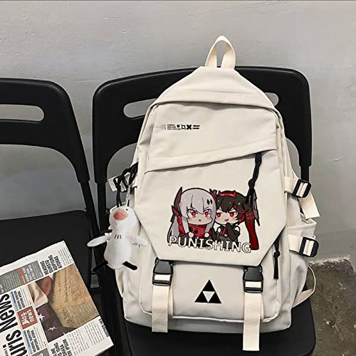 Gray Raven PUNISHING Anime Backpack - 3D Printed Lightweight Travel Backpack for School, Work & Cosplay (17.7x11x5.5 Inches) - Perfect Gift for Gamers & Anime Fans - White Color