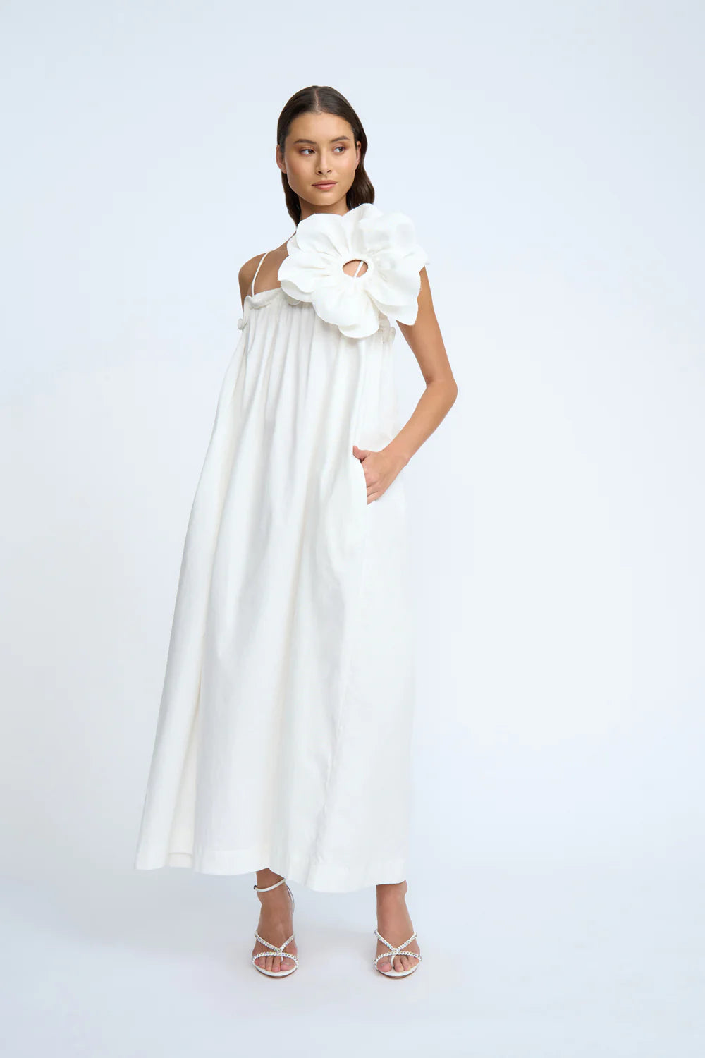 Floral Print Sun Dress for Women - Ivory Summer Maxi Dress - Perfect for Beach, Vacation & Casual Outings