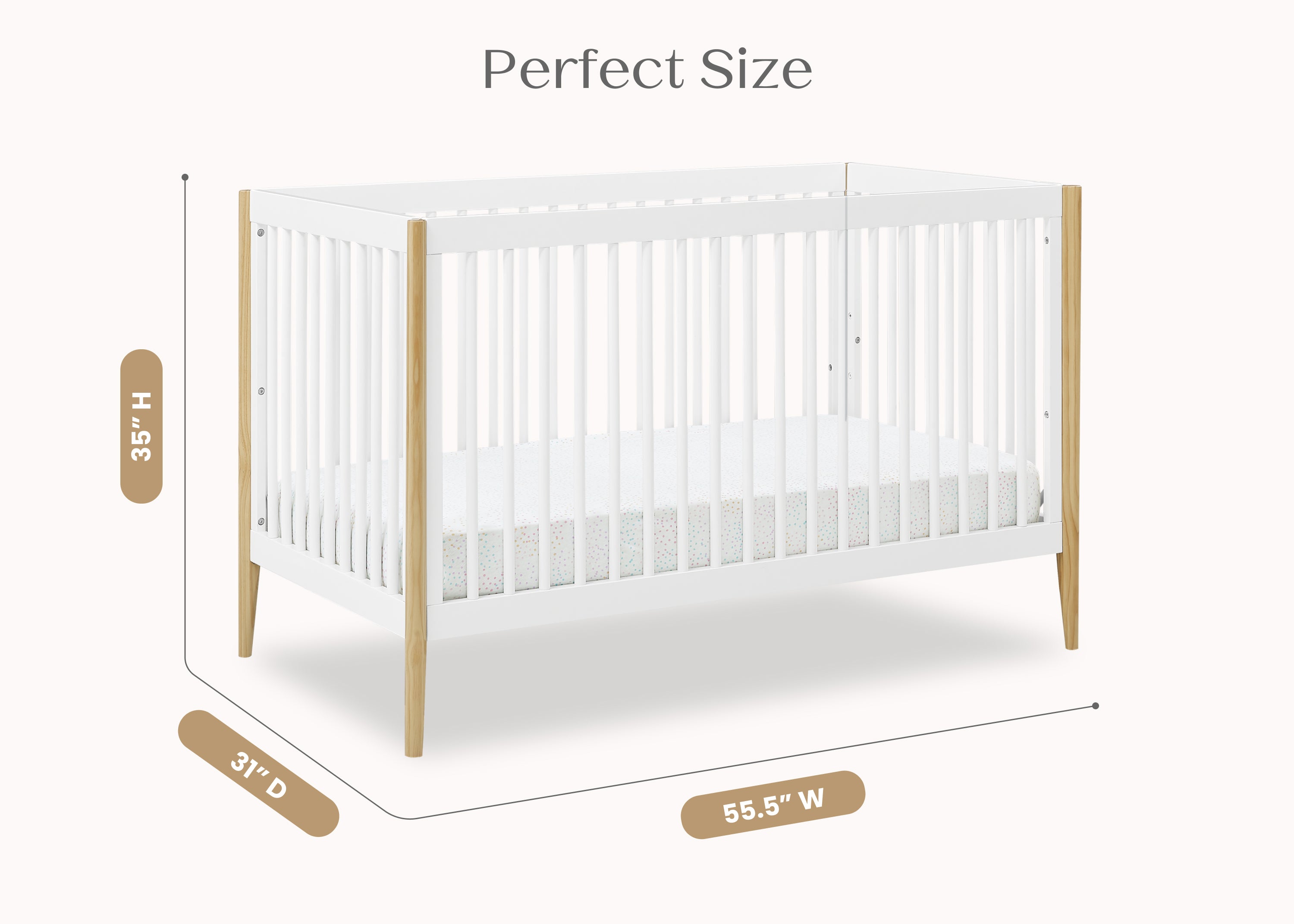 Casey 6-in-1 Convertible Baby Crib - Toddler Bed, Daybed & Full-Size Bed - Safe Nursery Furniture for Newborn to Adult - Perfect for Nursery, Bedroom & Guest Room
