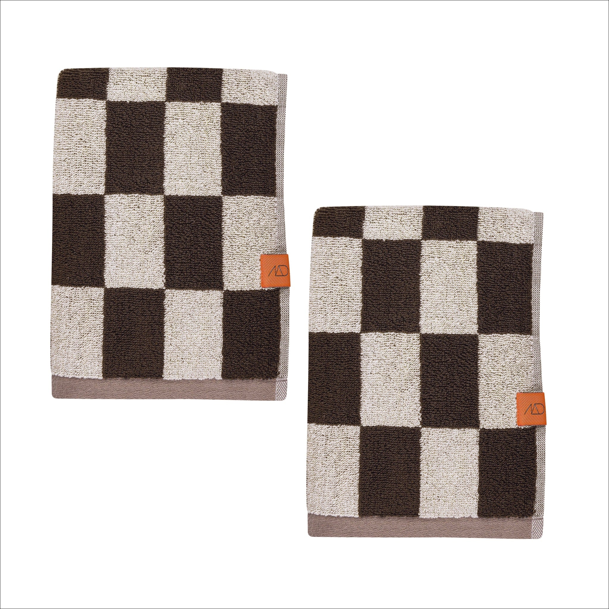 Vintage Organic Cotton Hand Towel Set - 2 Pack, 40x55cm, Chocolate Brown - Soft & Absorbent Retro Kitchen & Bath Towels for Bathroom, Kitchen, and Guest Use