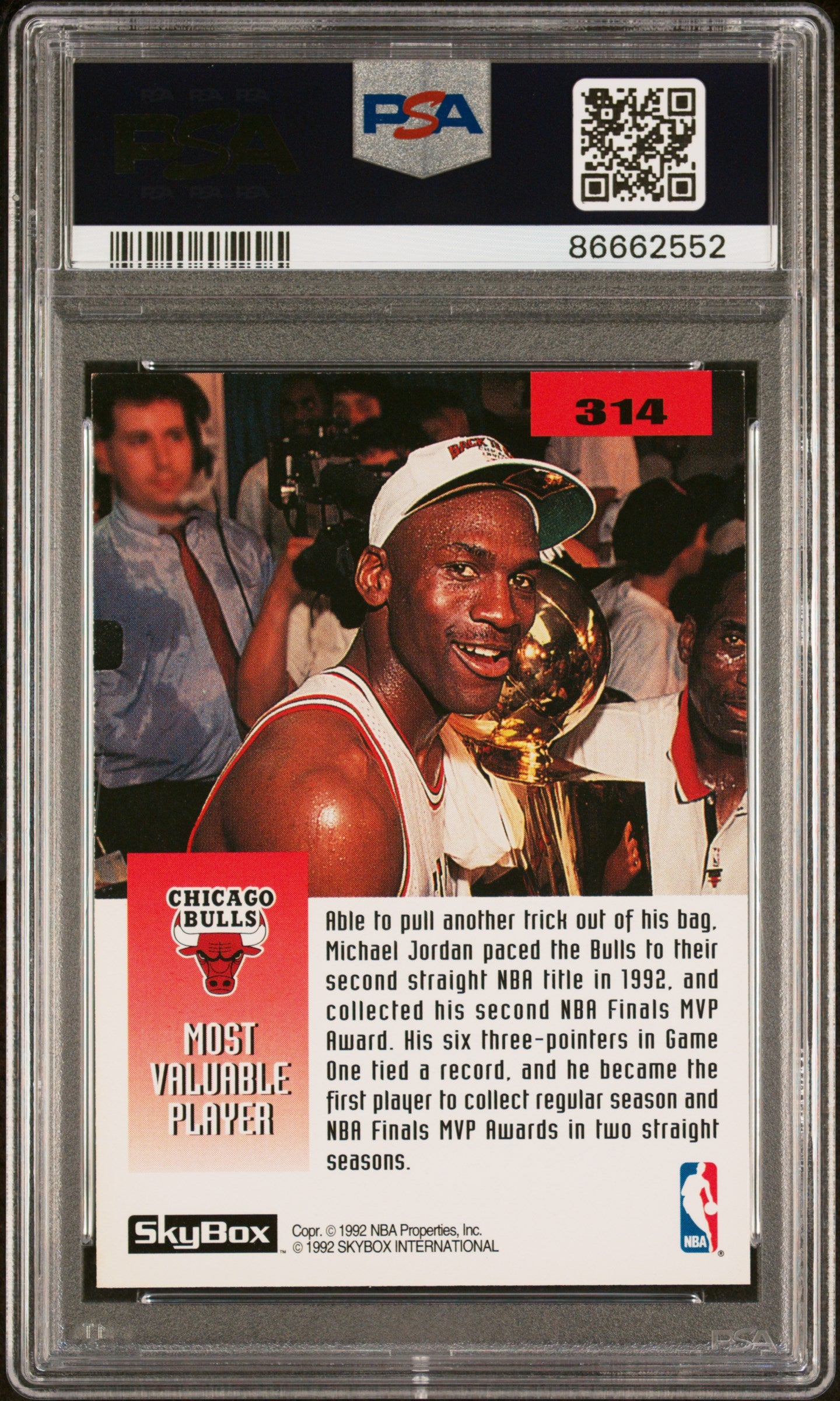 1992 SKYBOX Michael Jordan #314 Basketball Trading Card PSA 8 - Perfect for Collectors, Sports Memorabilia Enthusiasts, and NBA Fans