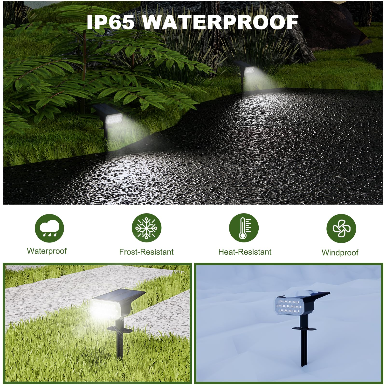Solar Spot Lights Outdoor Waterproof IP65 - 3 Lighting Modes Solar Garden Lights for Yard, Pathway & Landscape - 2 Pack - Perfect for Patio, Deck, Driveway & Backyard Lighting