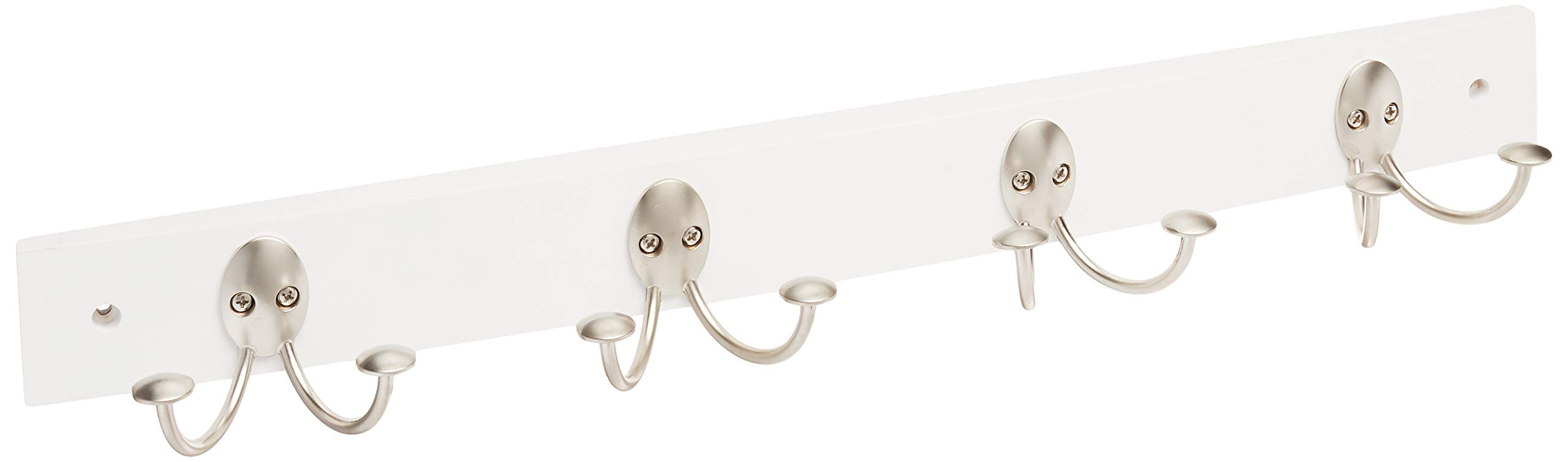 Spectrum Diversified Stratford Wall Mount Wood Rack - Entryway, Kitchen & Bathroom Organizer in Satin Nickel - Perfect for Hanging Towels, Hats & Keys in Home & Office Spaces