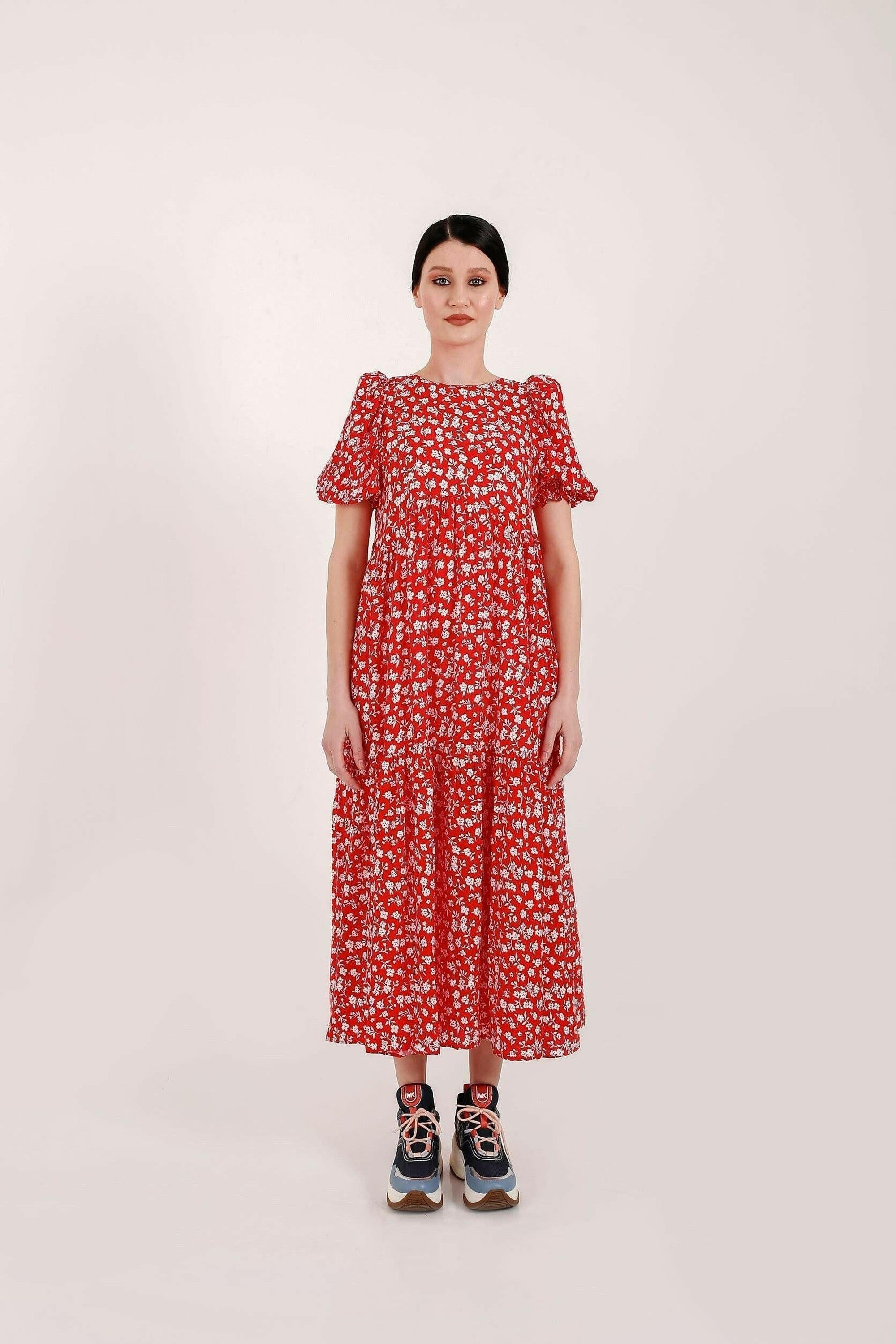 Milina Shirred Tier Midi Dress - Flowy Summer Dress with Ruffles for Women | Perfect for Beach, Vacation & Date Night Outfits