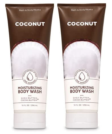Shea Butter & Cocoa Butter Moisturizing Body Wash - Coconut Scented 10oz (296ml) 2-Pack - Hydrating Shower Gel for Dry Skin | Perfect for Daily Use & Spa Days at Home