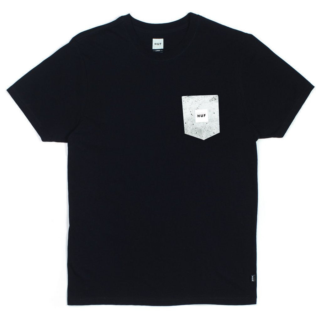 HUF Concrete Box Logo Pocket Tee Black - Men's Graphic T-Shirt for Streetwear & Casual Outfits