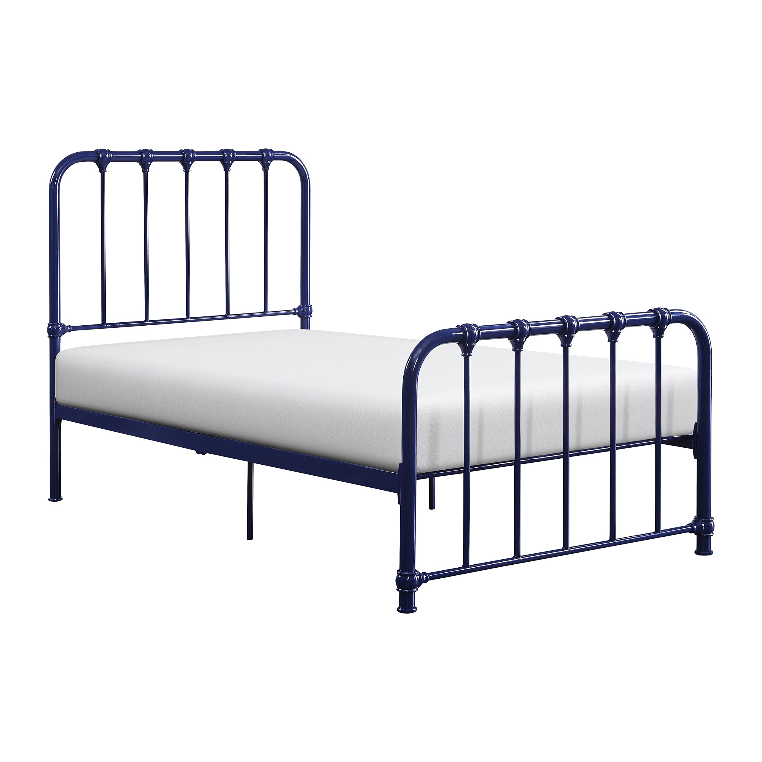 Lexicon Twin Metal Bed Frame with Headboard - Sturdy Platform Bed with Metal Slat Support, Under Bed Storage Space, No Box Spring Needed - Easy Assembly, Navy Blue - Perfect for Kids Rooms, Guest Bedrooms & Small Spaces