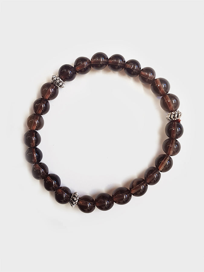 Smoky Quartz Mala Bead Bracelet for Yoga & Meditation - Handmade Spiritual Healing Jewelry for Women - Perfect for Yoga Studio, Mindfulness Practice & Stress Relief