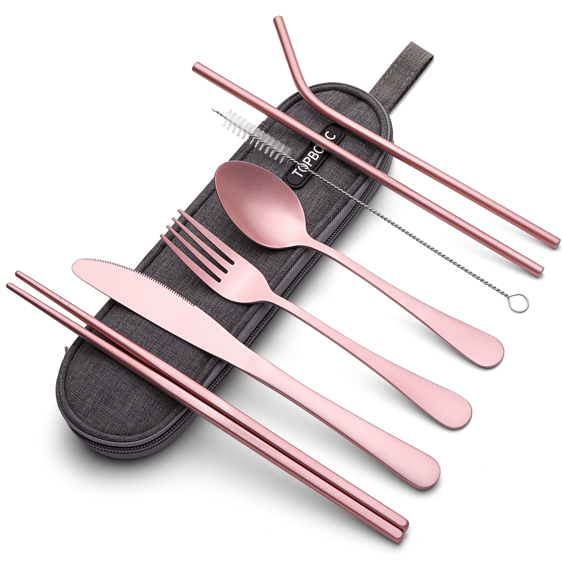 Premium Portable Stainless Steel Flatware Set - 16-Piece Travel & Camping Cutlery Kit with Waterproof Case (Pink) | Compact Utensils for Outdoor Picnics, Hiking, Road Trips & Airplane Travel