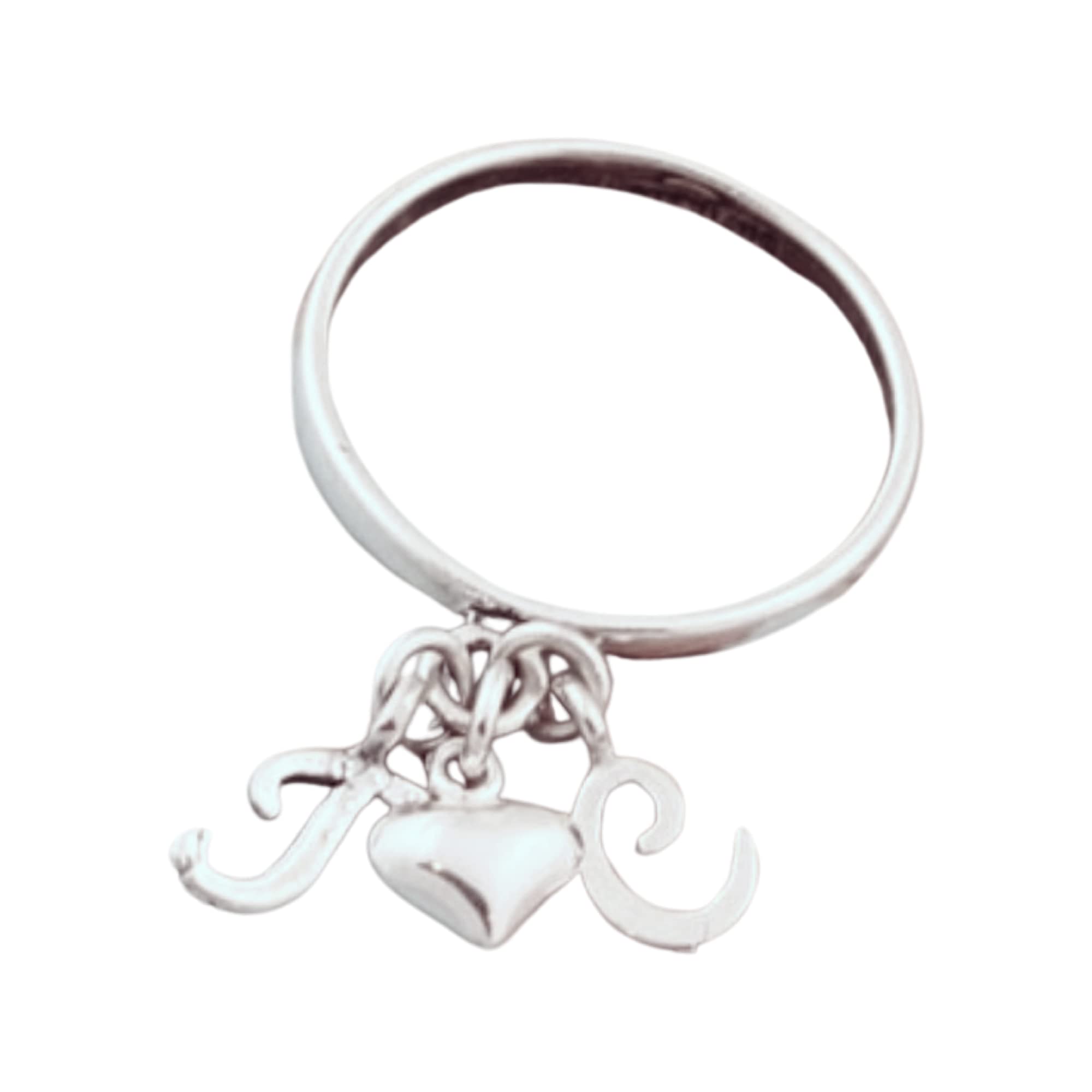 Sterling Silver Initial Charm Ring - Personalized Dangle Ring with Letter - Custom Monogram Jewelry for Women - Perfect for Gifts, Birthdays, and Everyday Wear