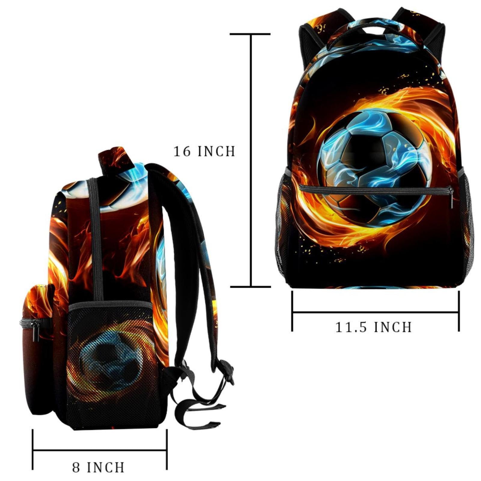Premium Travel Backpack for Men & Women - Durable Flaming Football Design - Perfect for Hiking, Gym, Work & College Commute