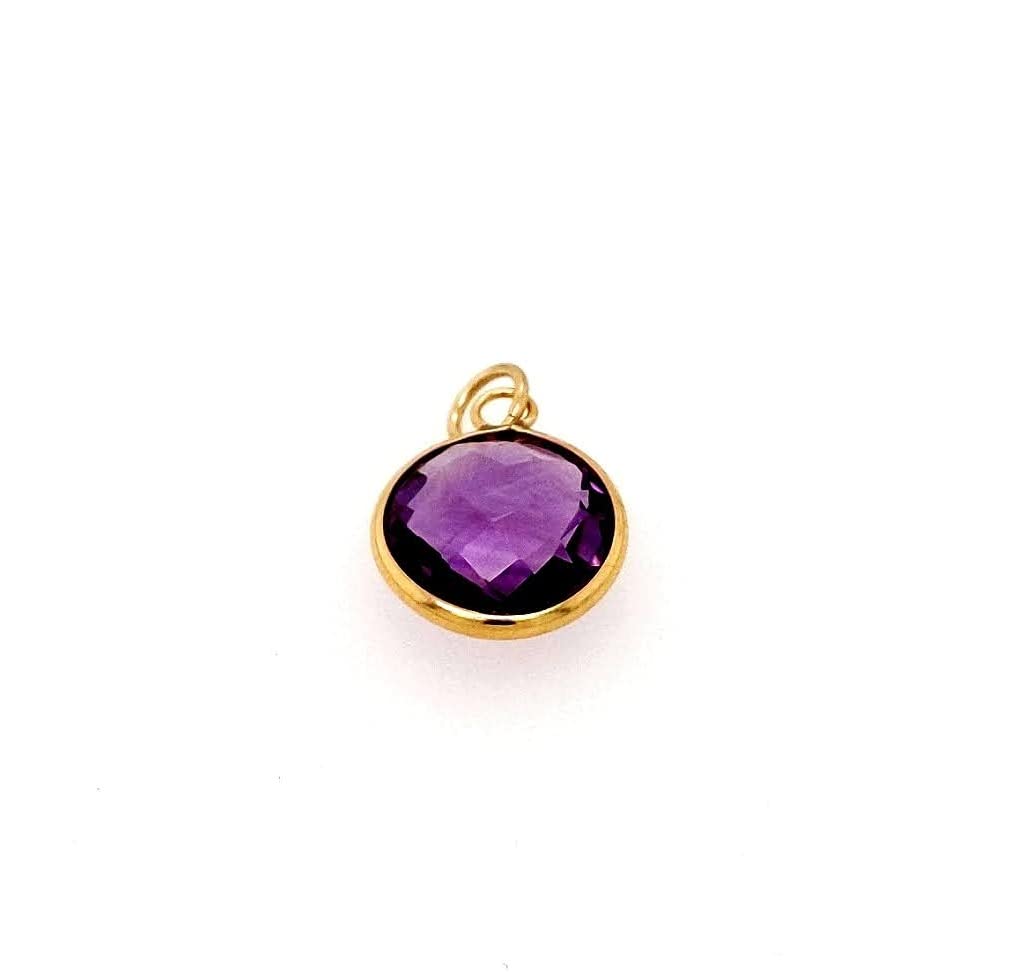 10mm Natural Round Amethyst Bezel Pendant in 14k Solid Yellow Gold - Genuine Gemstone Jewelry for Women - Perfect for Everyday Wear, Gift Giving & Special Occasions