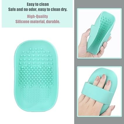 **MobFest® Silicone Makeup Sponge Cleaner Brush - Durable Eyeshadow & Powder Puff Cleaning Tool with Strip Tray - 1 Piece (Blue) | Perfect for Daily Makeup Brush & Beauty Blender Cleaning**