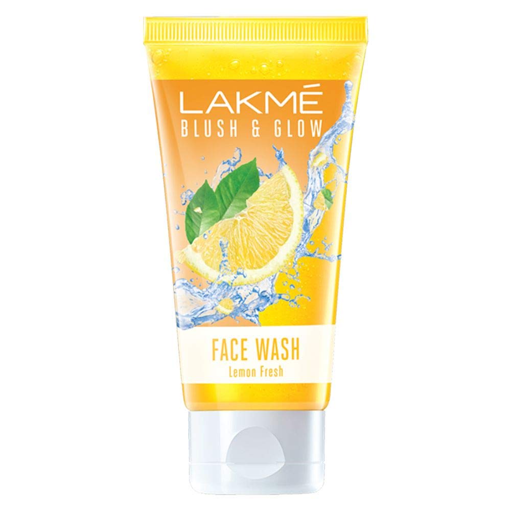 Lakmé Blush and Glow Lemon Freshness Gel Face Wash with Lemon Extracts - 100g | Refreshing Cleanser for Oily & Acne-Prone Skin | Daily Skincare Routine & Morning Face Wash