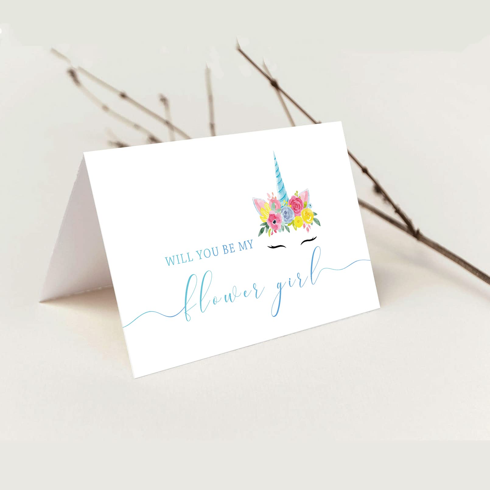 Will You Be My Flower Girl Card - Unicorn Themed Wedding Proposal Card for Flower Girls - Perfect for Bridal Shower, Wedding Day & Special Occasions