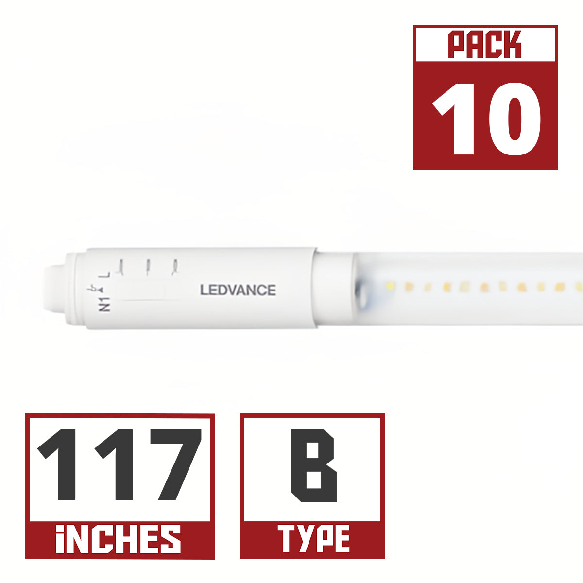 360° LED T8 Sign Lamp - 117 Inch, 45W, 6500 Lumens, 40K/50K/65K Color Temperature, R17D Base - Perfect for Commercial Signage, Retail Displays & Outdoor Advertising