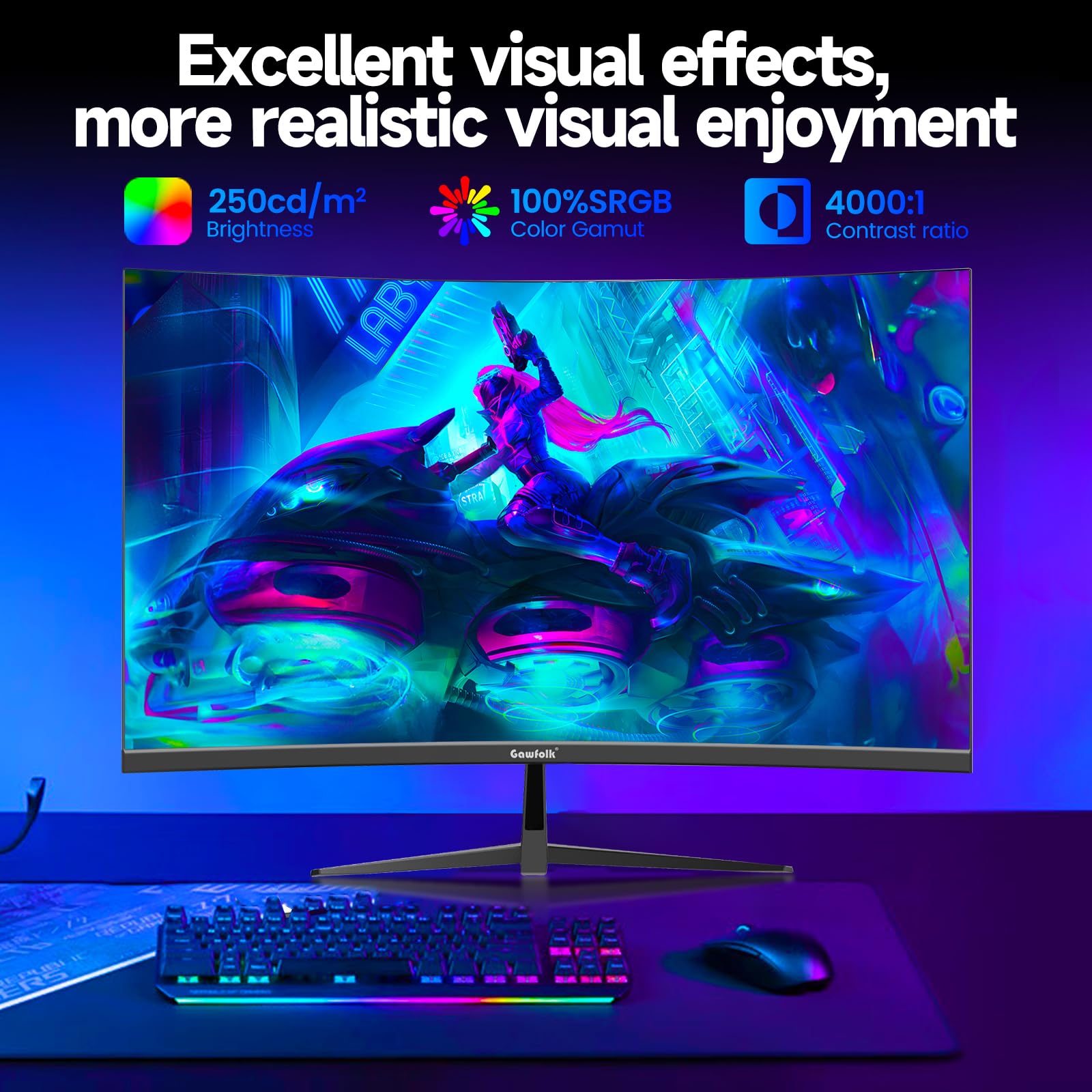 32 Inch 1800R Curved Gaming Monitor - 165Hz/180Hz VA Display with FreeSync, HDMI & DP Ports - Perfect for Home Office, Dorm Room & Esports Gaming