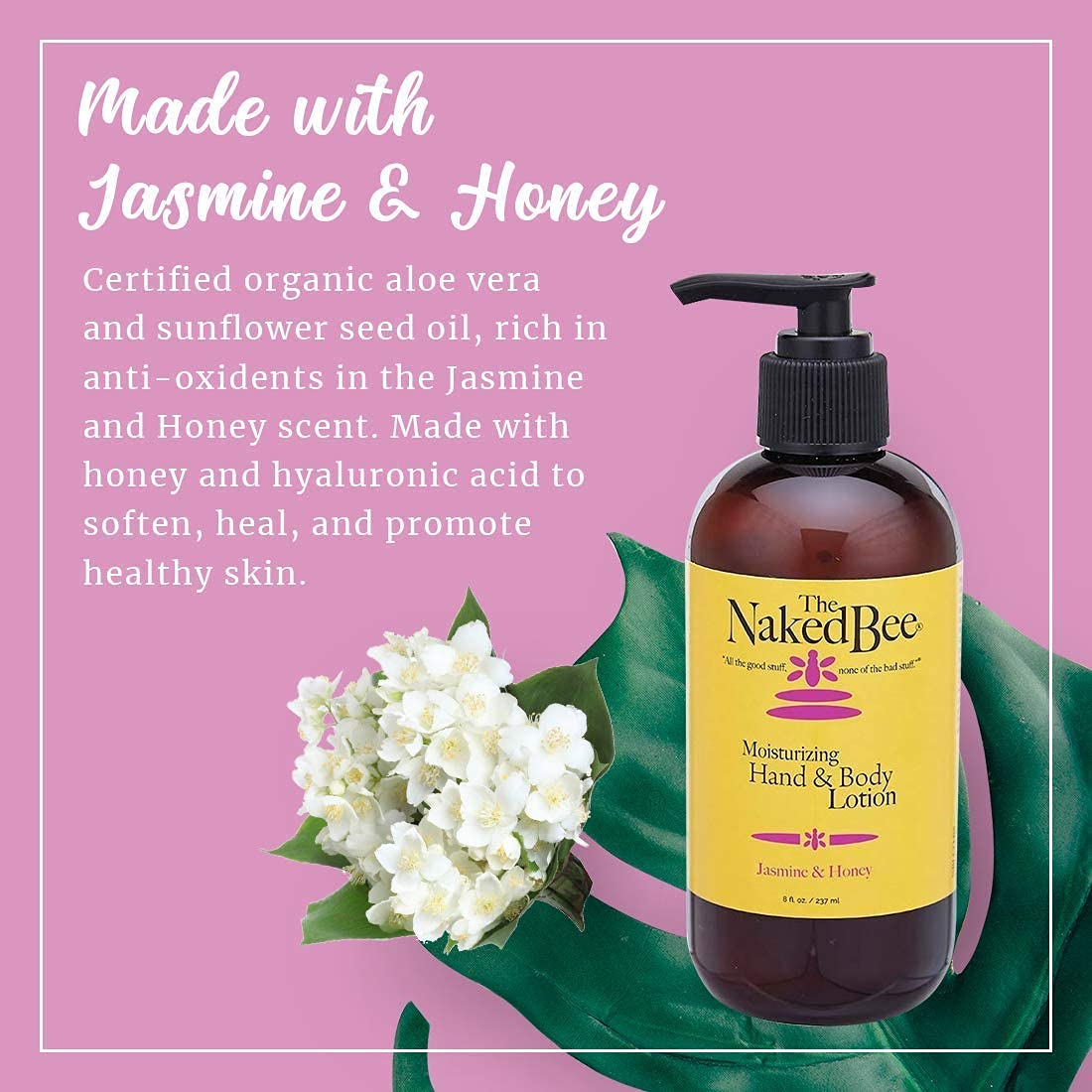 The Naked Bee Orange Blossom Honey Hand & Body Lotion 8oz - Moisturizing Lotion with Nag Champa Sandalwood & Indian Massala, Jasmine & Honey - Hydrating Hand & Cuticle Healing Salve for Dry Skin - Perfect for Daily Moisturizing, Spa Days & Gift Sets