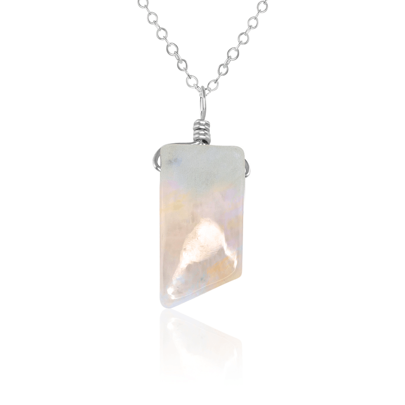 Rainbow Moonstone Pendant Necklace - Smooth Crystal Point Jewelry for Women | Perfect for Meditation, Yoga & Spiritual Healing