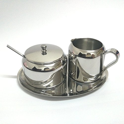 Elegant Cream and Sugar Set with Covered Sugar Bowl, Spoon, Creamer & Oval Tray - Perfect for Coffee & Tea Service, Afternoon Tea Parties, and Elegant Dining Table Decor