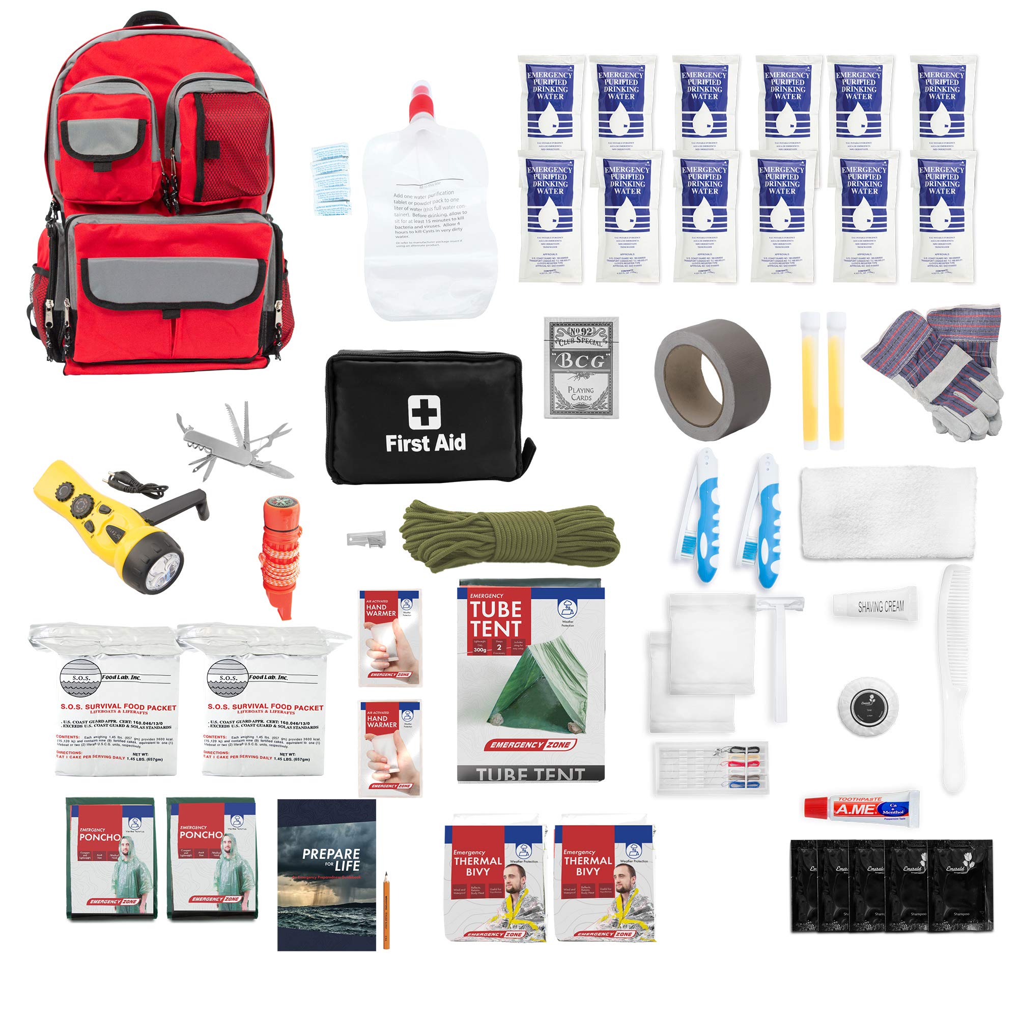 Ultimate 6-Person Emergency Survival Kit - Bug Out Bag for Urban Disasters, Wildfires, Hurricanes & Civil Unrest | Essential Go Bag with First Aid, Food & Survival Gear for Home, Car & Outdoor Preparedness
