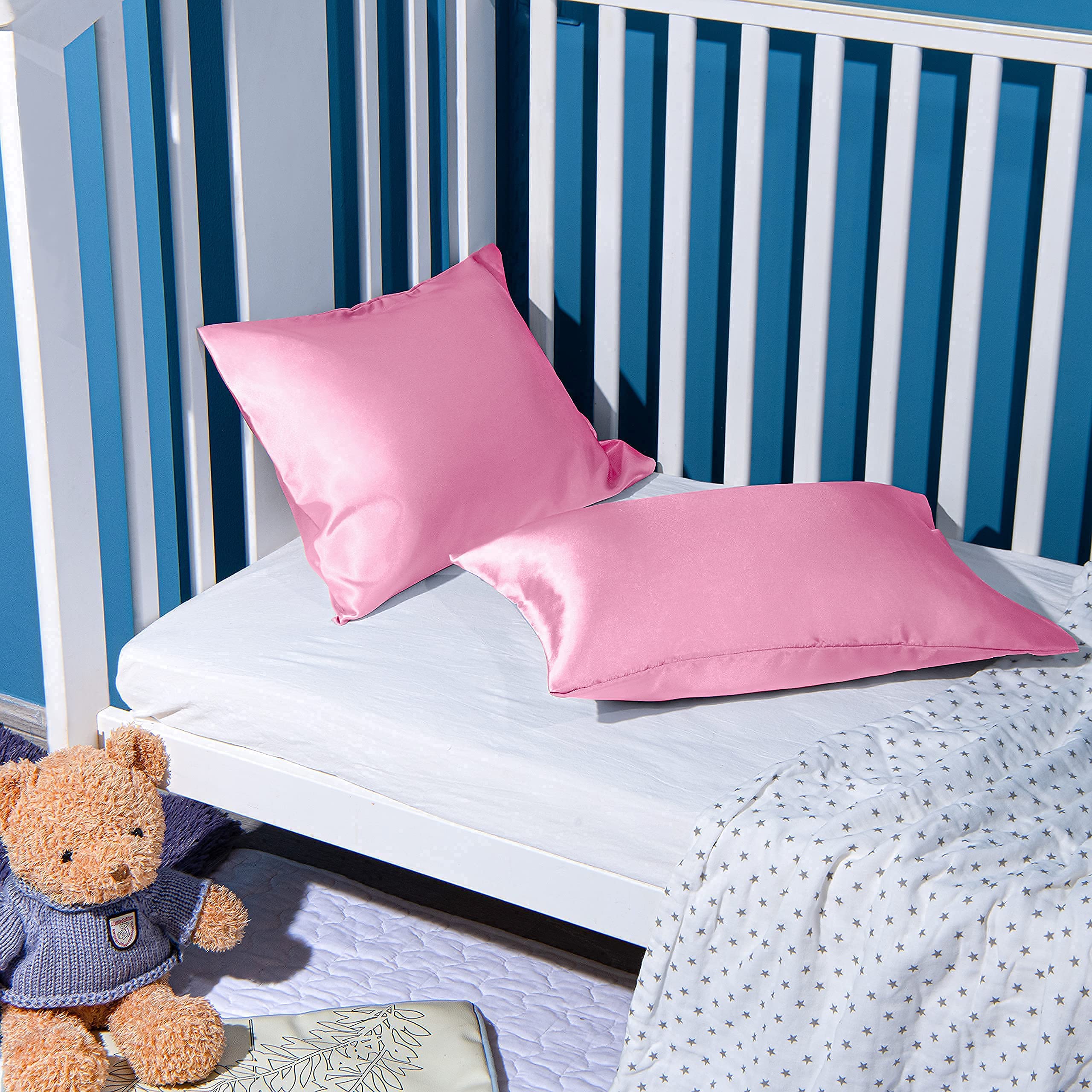 FLXXIE Pink Satin Pillowcases for Toddlers - 13x18