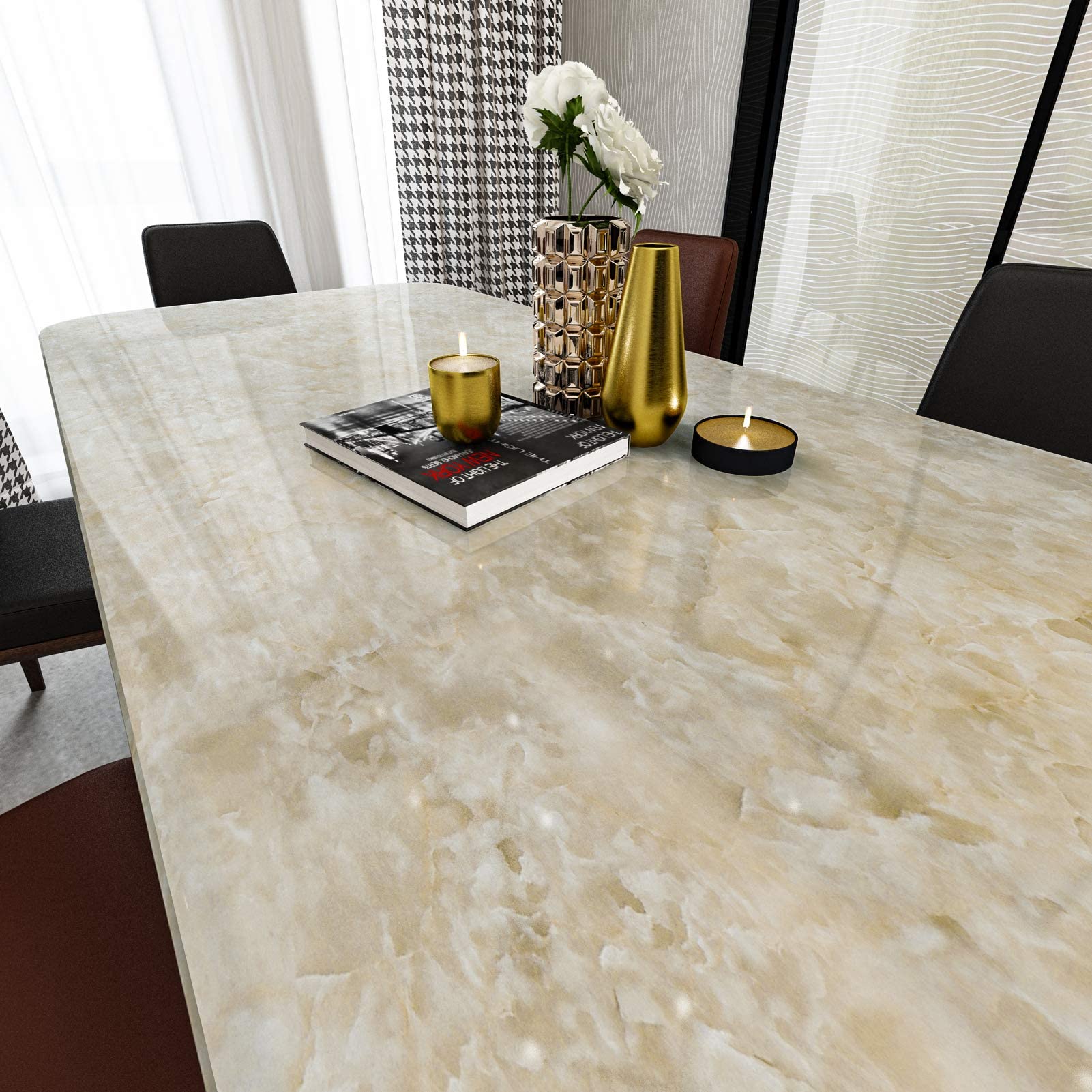 Waterproof White Marble Contact Paper - Peel and Stick Countertop Cover, Oil Resistant & Easy to Clean - 15.8
