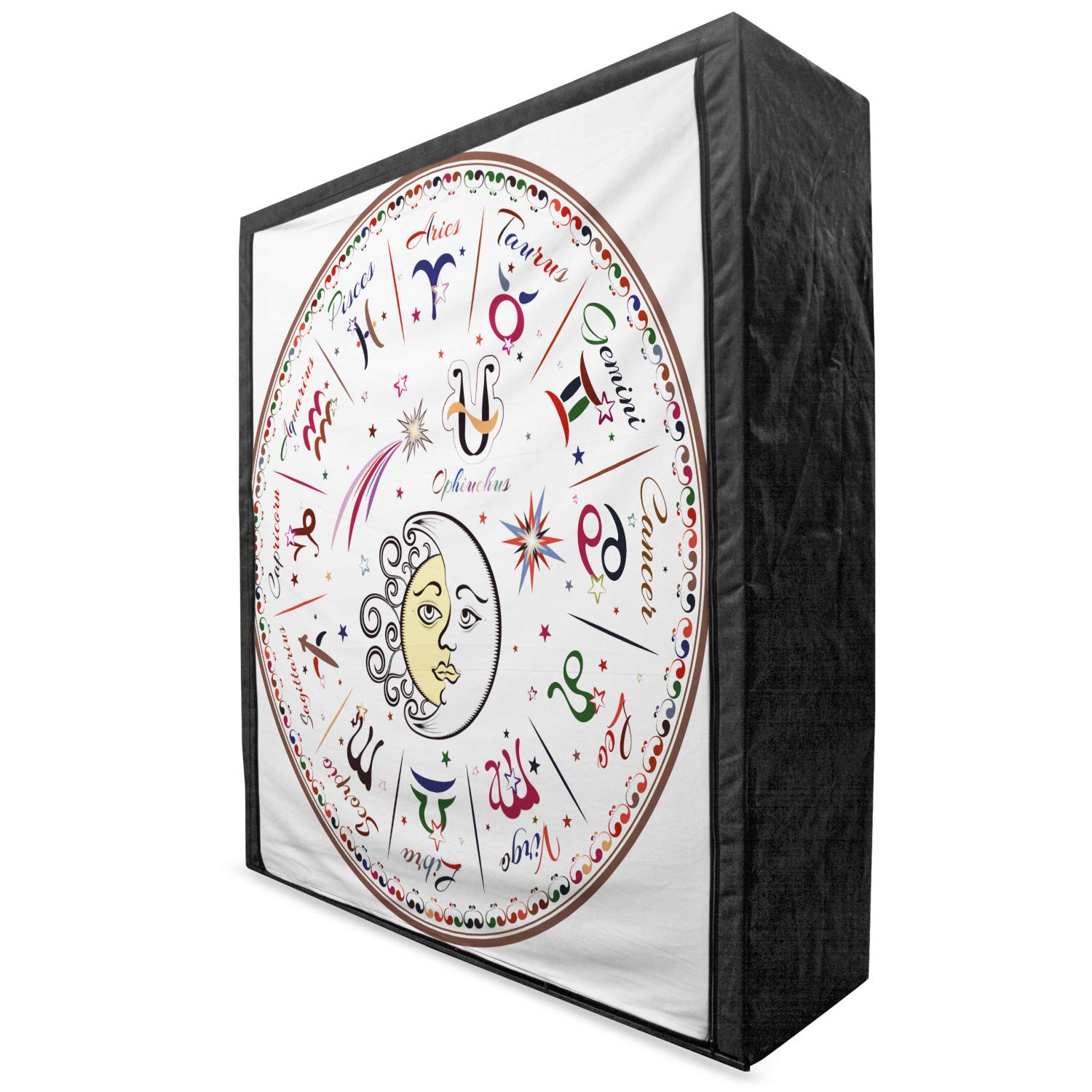 Ambesonne Zodiac Portable Fabric Wardrobe - Colorful Astrology Map Design with Sun & Moon Planets - 59