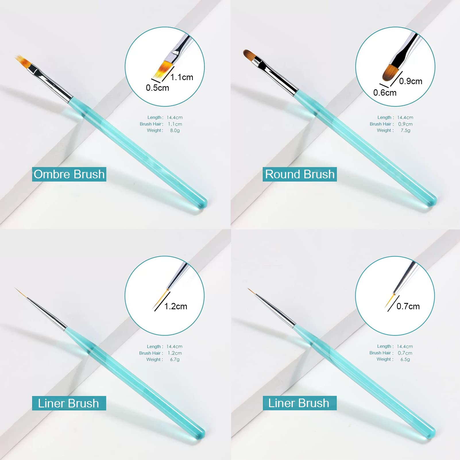 Professional Acrylic Nail Brush Set - 10pcs Gel Nail Art Brushes for Acrylic Application, Extension Builder, 3D Nail Design & Manicure Tools (Crystal Blue) | Perfect for Salon, Home DIY & Professional Nail Artists