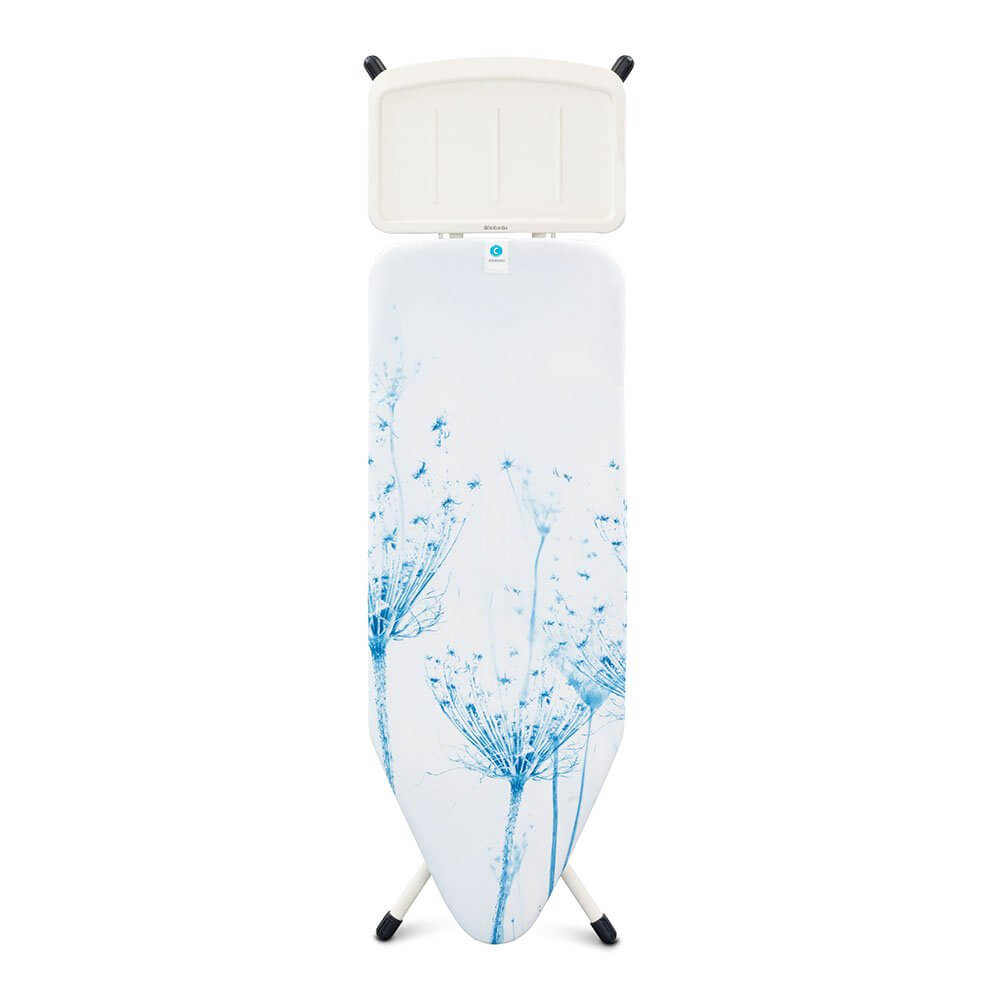 Premium Ironing Board C 124x45cm with Steam Iron Rest - Extra Wide Cotton Cover for Home & Laundry Use - Perfect for Ironing Clothes, Linens & Fabrics