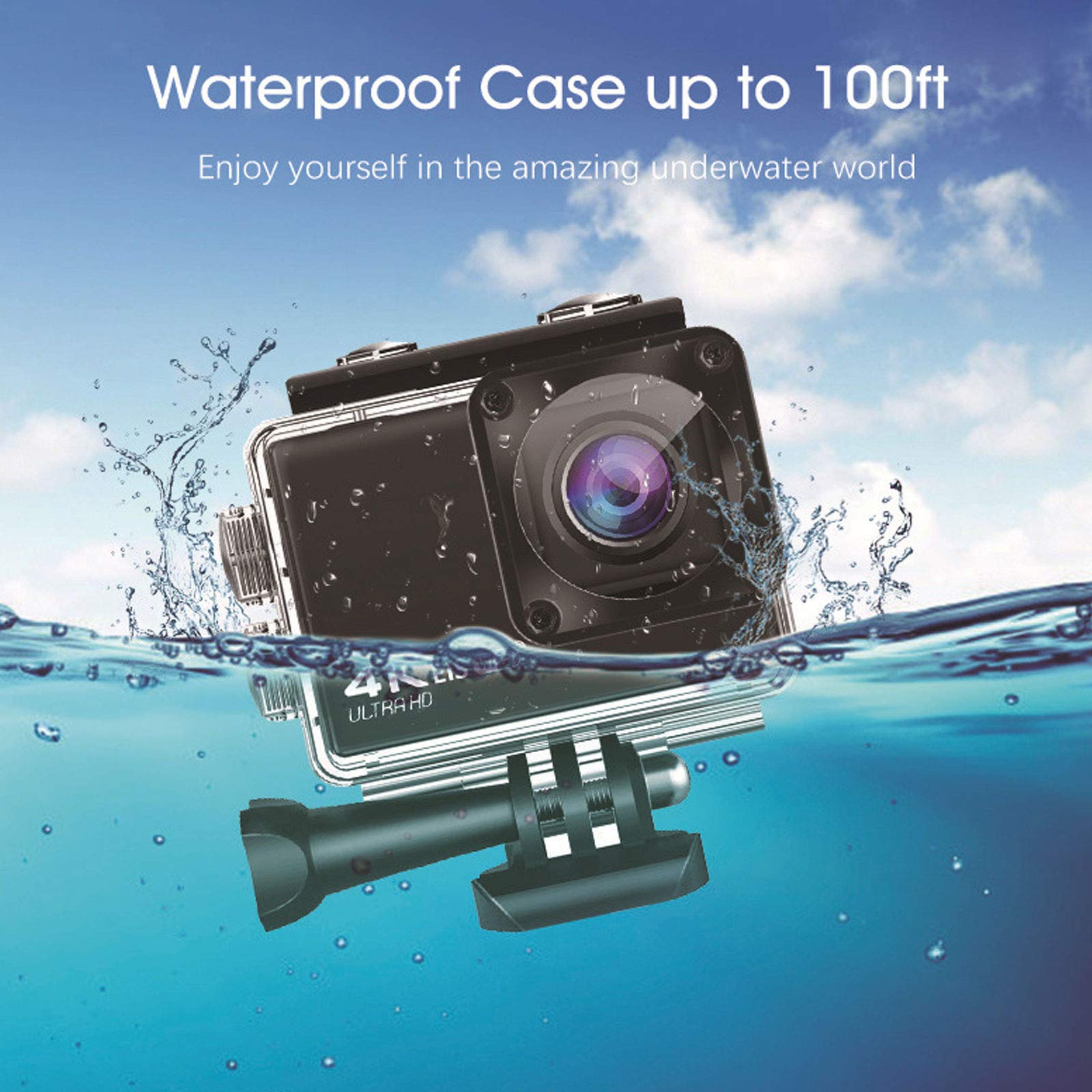 4K 48MP Waterproof Action Camera - 30M Underwater Digital Camera with Image Stabilization, FHD Mini Camcorder for Beach, Diving & Outdoor Photography | Perfect for Snorkeling, Surfing & Travel Adventures
