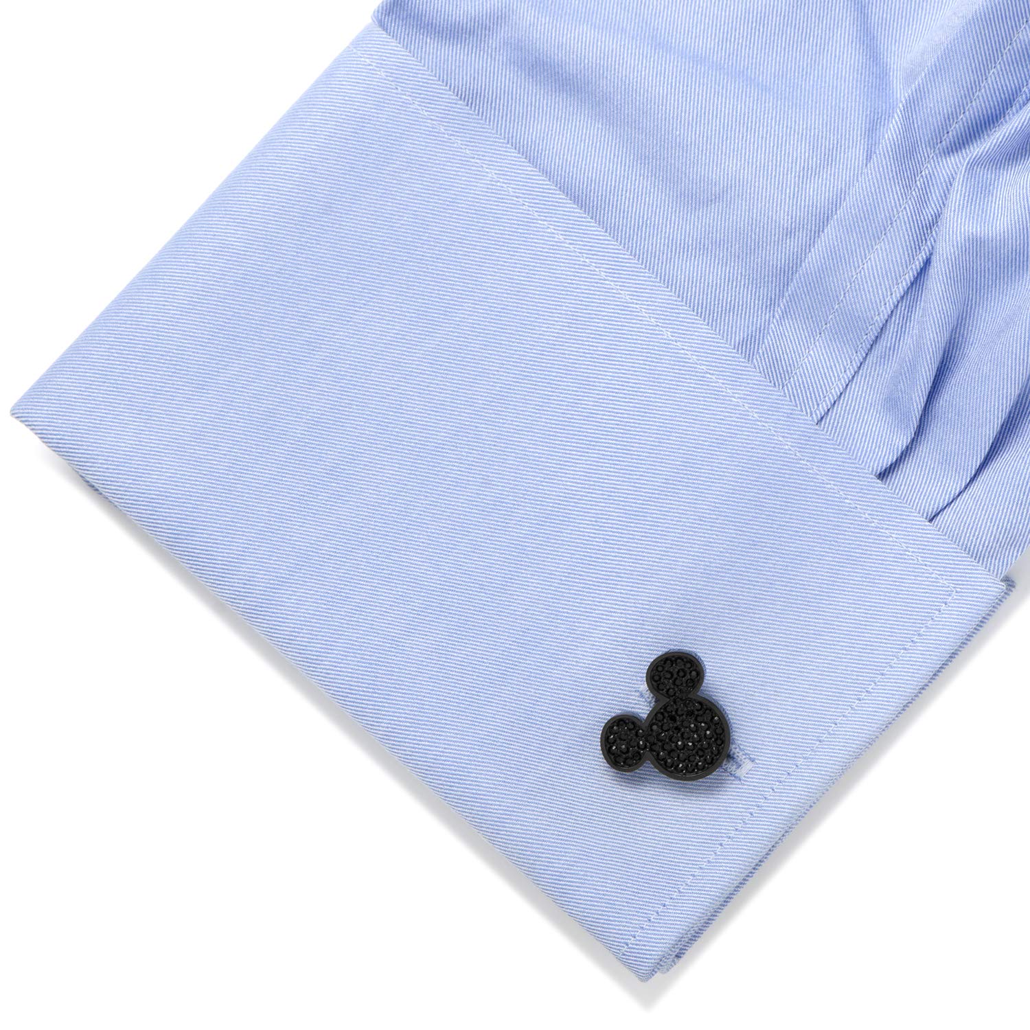 Stainless Steel Black Pave Crystal Mickey Mouse Cufflinks for Men - Elegant Disney Jewelry Gift for Wedding, Prom & Formal Events