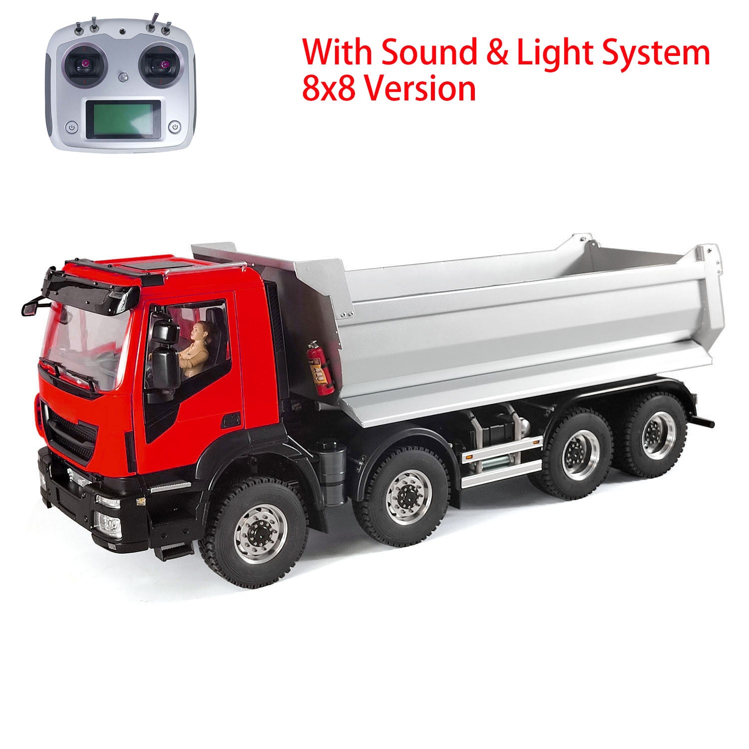 1/14 Scale 8x8 Metal Hydraulic RC Dump Truck - Remote Control Construction Vehicle with Realistic Sound & Lights, Pre-Assembled Painted Model with ESC Motor & Servo - Perfect for Construction Enthusiasts, Collectors, and RC Hobbyists