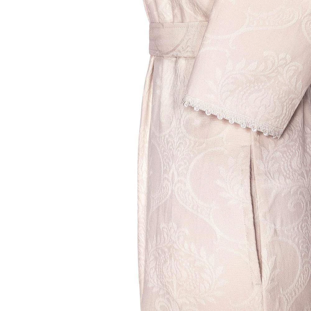 Light Pink Jacquard Cotton Short Women's Robe DORIS - 65% Cotton 35% Modal - Soft & Breathable Loungewear for Spa, Sleep & Relaxation at Home