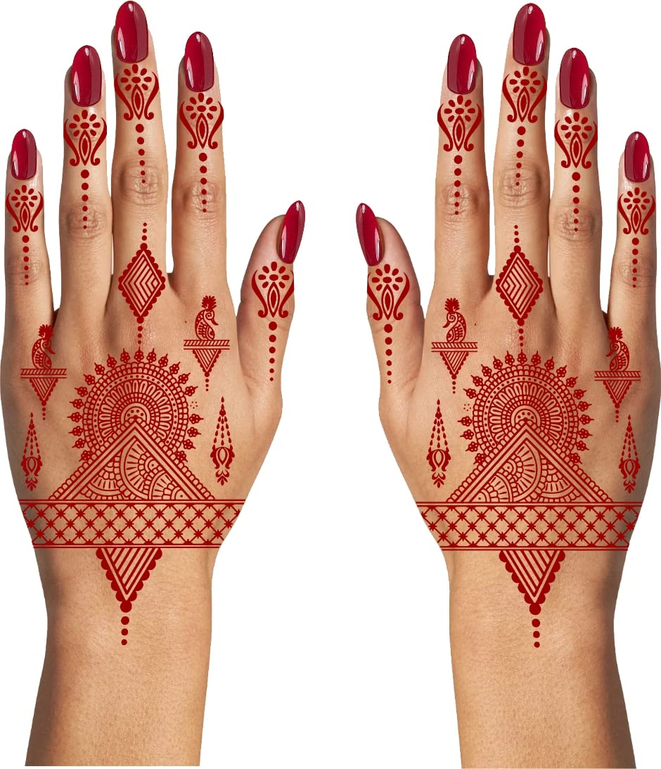 Waterproof Henna Mandala Mehndi Tattoo Kit for Women - Full Hand Temporary Body Art for Parties, Weddings & Festivals