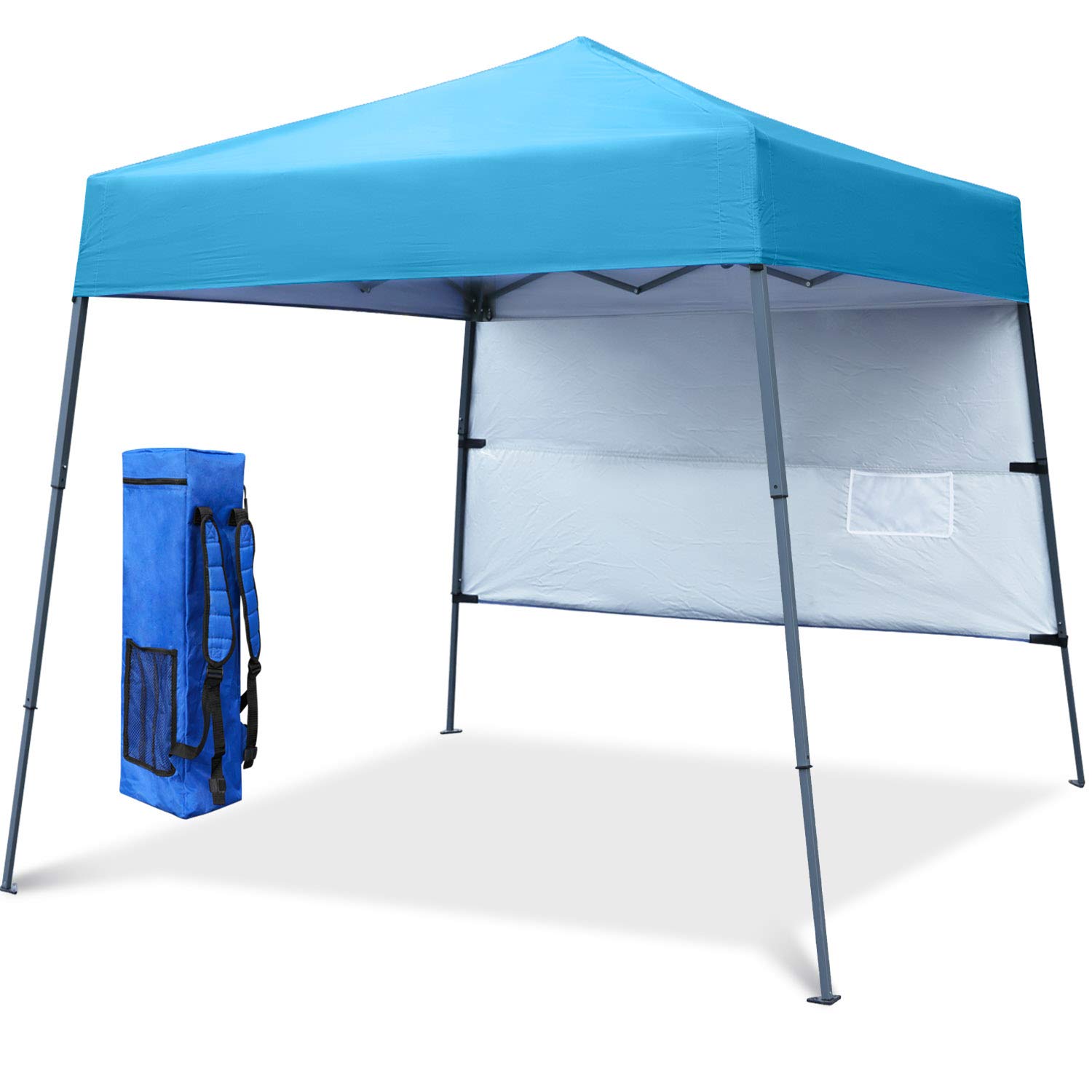 10x10ft Compact Lightweight Pop-Up Canopy Tent with Sun Protection - Portable Slant Leg Shelter for Beach, Camping, Picnics & Outdoor Events (Sky Blue)