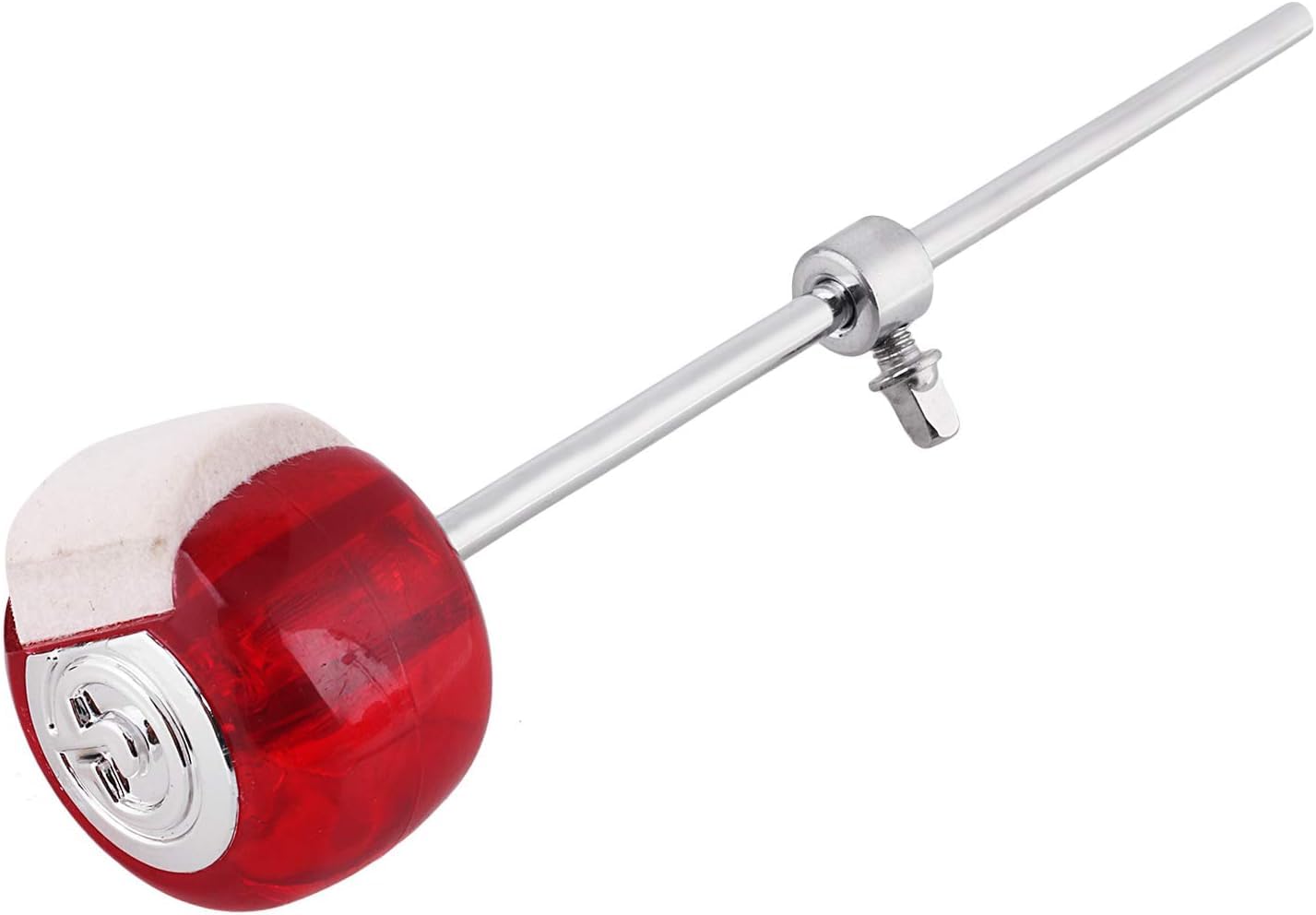 Premium Red Stainless Steel Drum Stick Beater with Felt Hammer Head & Included Drum Key - Perfect for Bass Drum Pedals - Ideal for Live Performances, Studio Recording & Drum Practice Sessions
