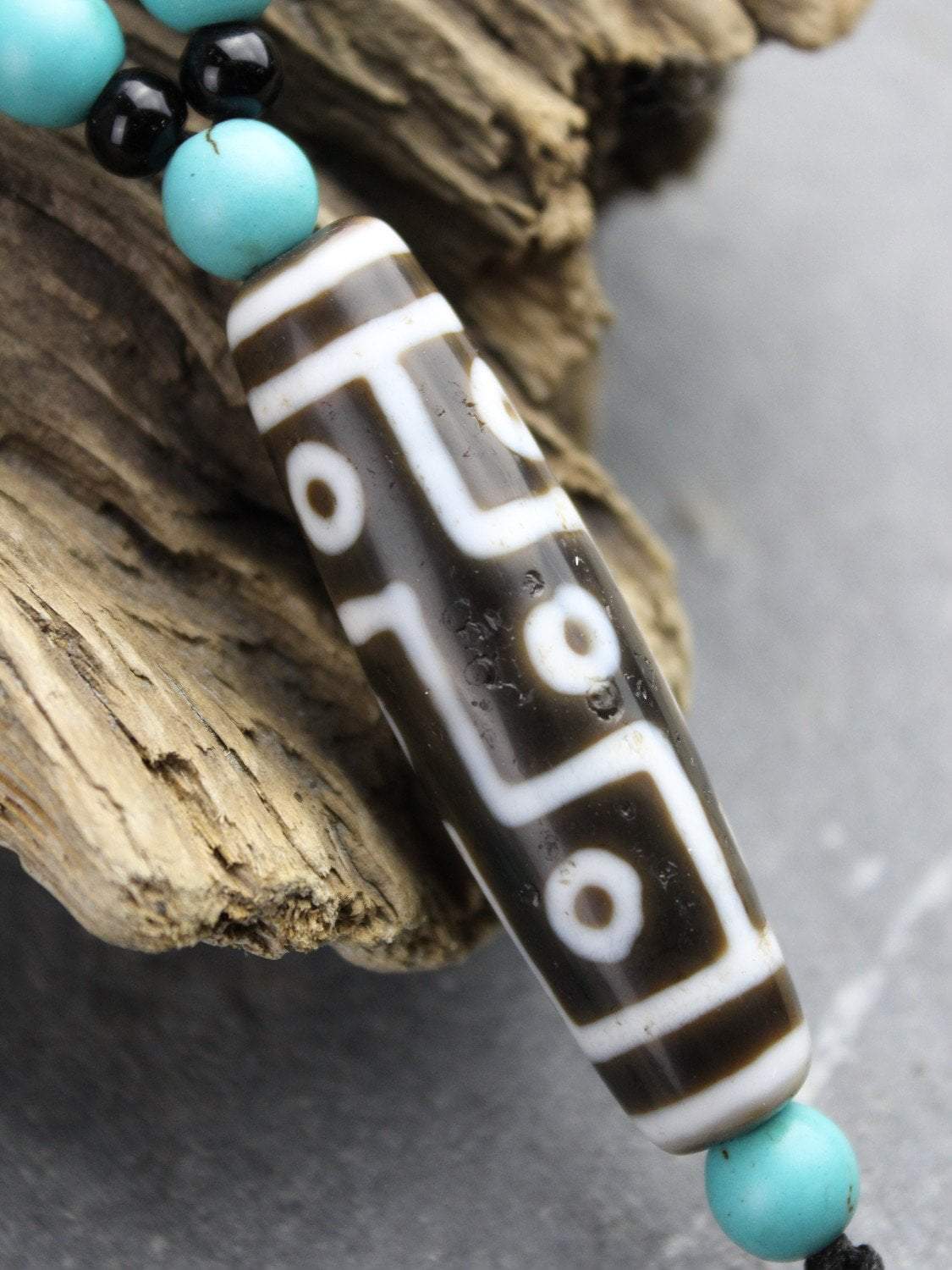 Authentic 3 Dzi Bead Tibetan Necklace Handmade in Boudhanath Nepal | Spiritual Jewelry for Meditation, Yoga & Buddhist Blessings