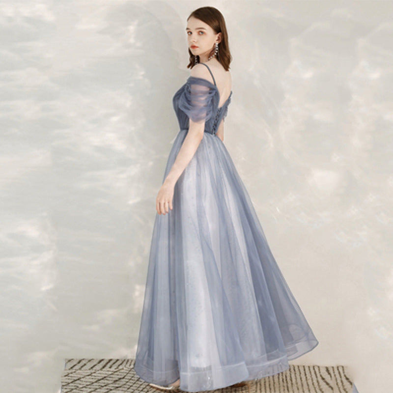 Elegant Off Shoulder Blue Tulle Prom Dress - A-Line Sweetheart Neckline Formal Gown for Homecoming, Birthday Party & Special Occasions | Perfect for Prom Night, Quinceañera & Evening Events