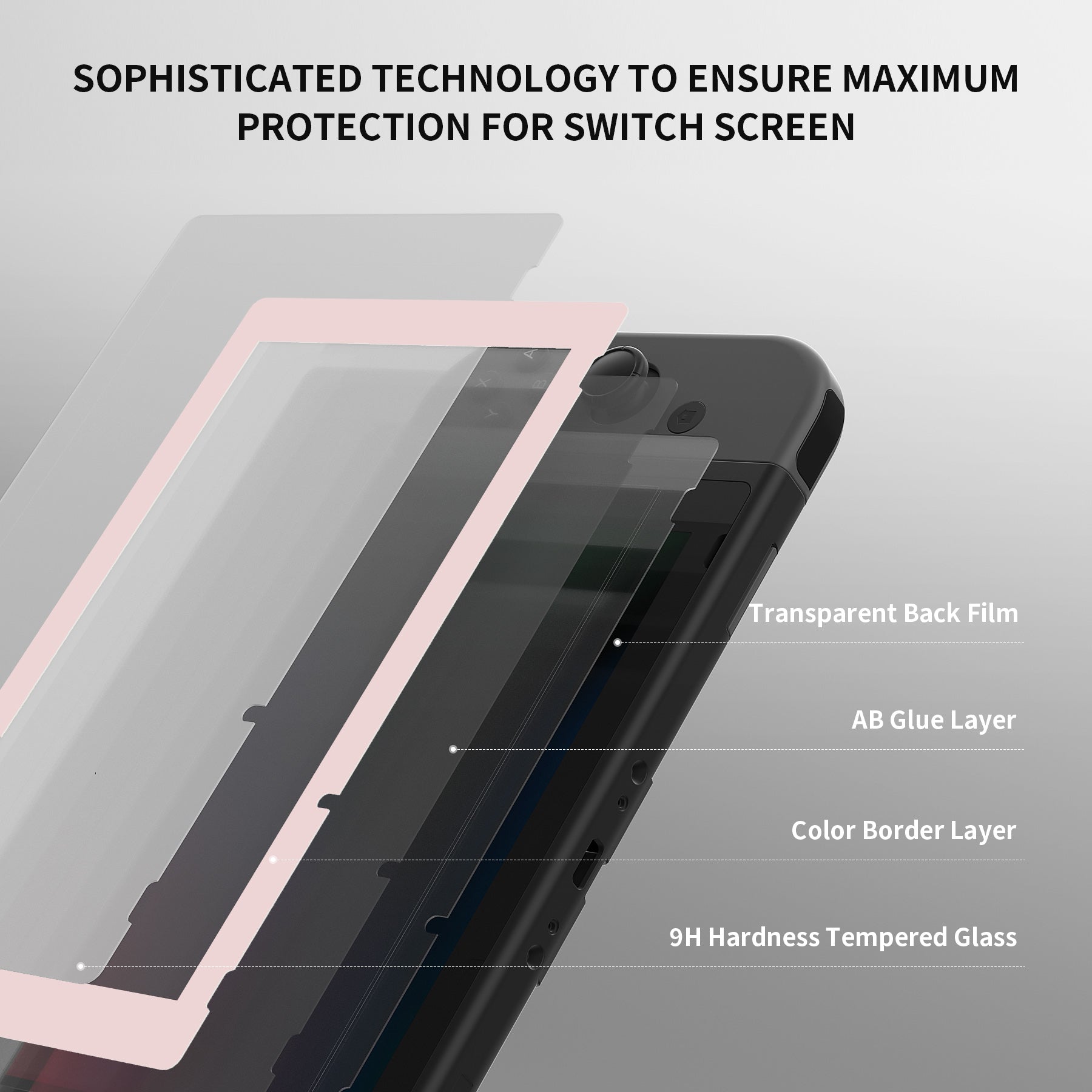 eXtremeRate 2 Pack Clear HD Tempered Glass Screen Protector for Nintendo Switch - Anti-Scratch, Bubble-Free, Pink Cherry Blossom Border Design - Perfect for Gaming Protection and Gift Giving