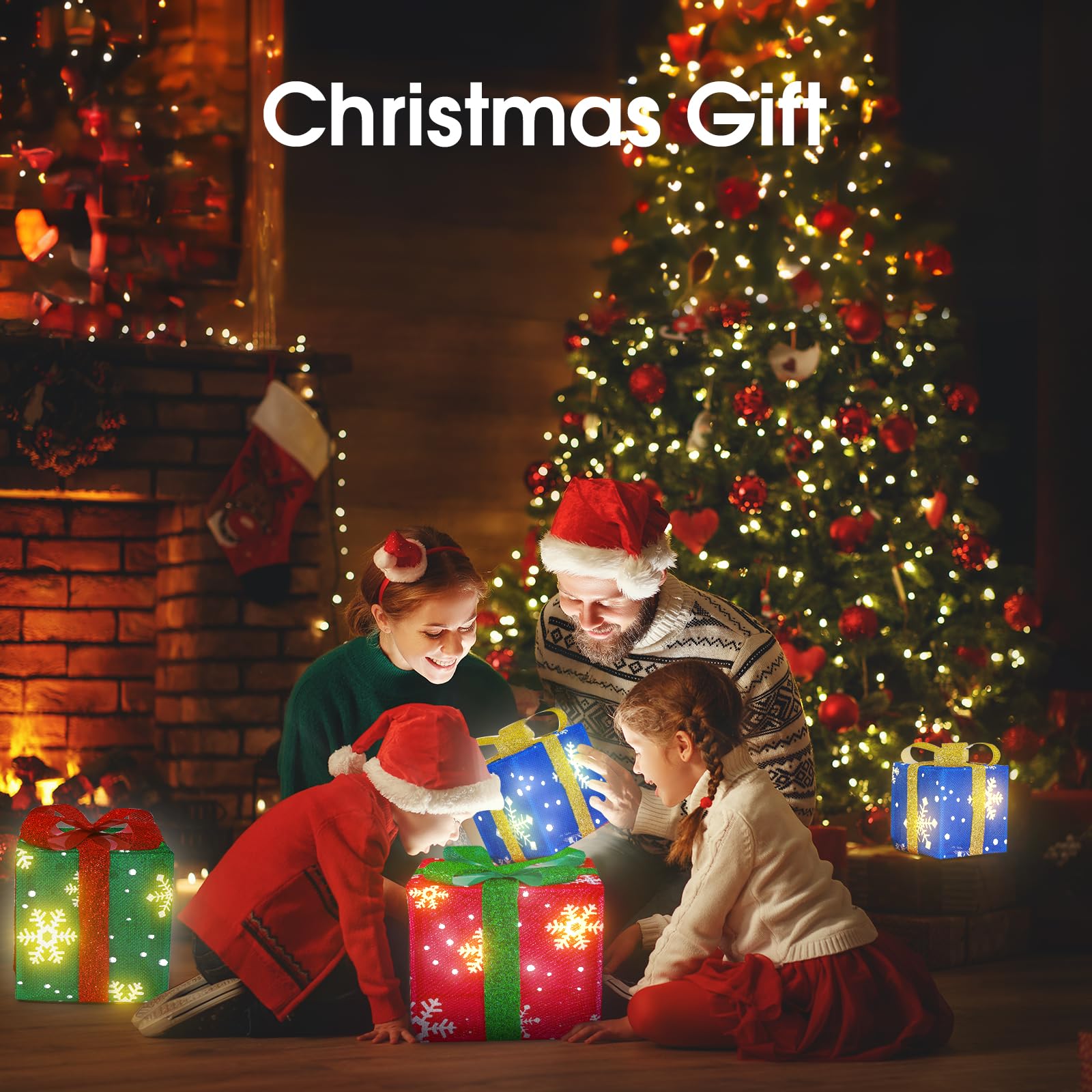 3 Pack LED Lighted Gift Boxes for Birthday, Wedding, Proposals - Battery Operated Decorative Box Set for Indoor & Outdoor Party Decor, Holiday Celebrations, Romantic Room Lighting