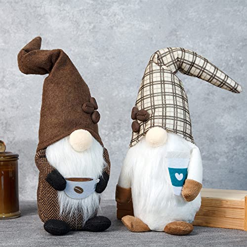 Coffee Gnomes Dwarf Doll Ornaments - Swedish Tomte Coffee Bar & Table Decor, Chef Gnome Collectible Figurines for Kitchen, Living Room & Coffee Station - Perfect for Home Decor, Gift Giving & Holiday Display