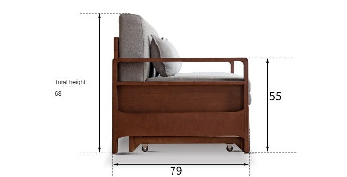 Oak & Beech Folding Multi-Functional Storage Sofa Bed - Convertible Guest Bed with Hidden Storage for Small Spaces, Living Rooms & Apartments