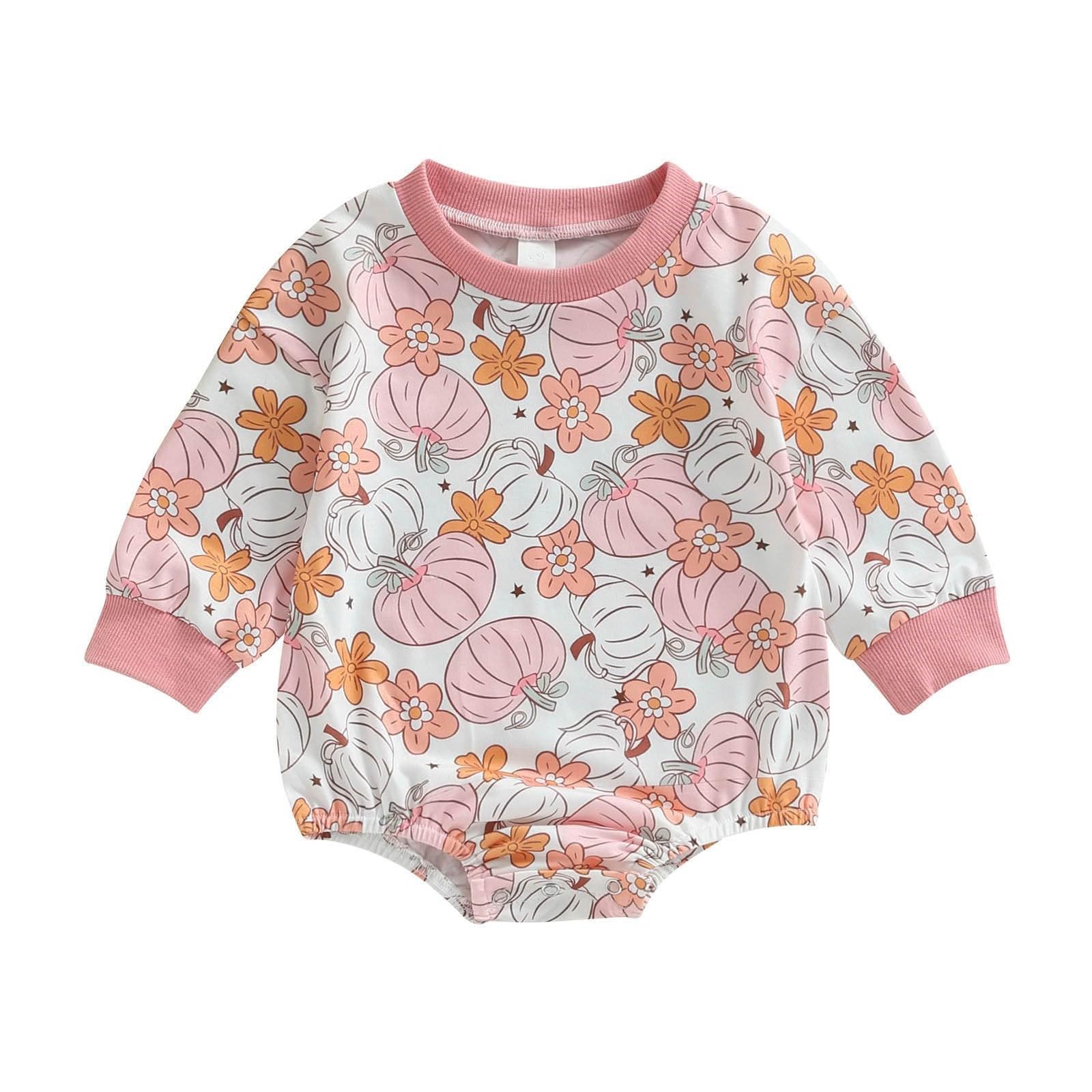 Halloween Newborn Baby Girl Outfit - Pumpkin Sweatshirt Romper with Long Sleeves for Toddlers & Infants | Cute Costume for Halloween Parties & Photo Shoots