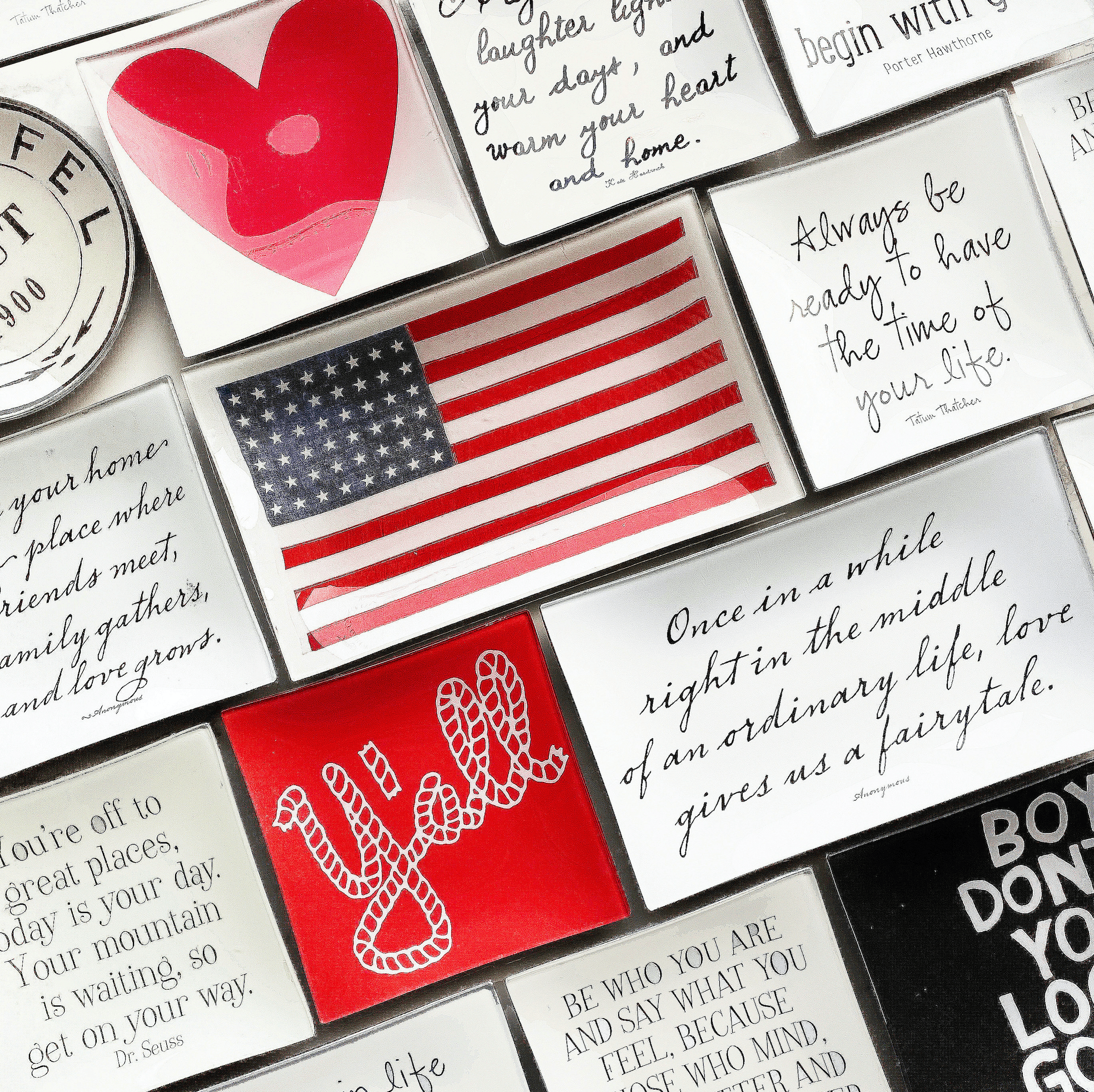 Patriotic Star Spangled Banner American Flag Decoupage Glass Serving Tray - Perfect for 4th of July Parties, Home Decor & Gift Giving