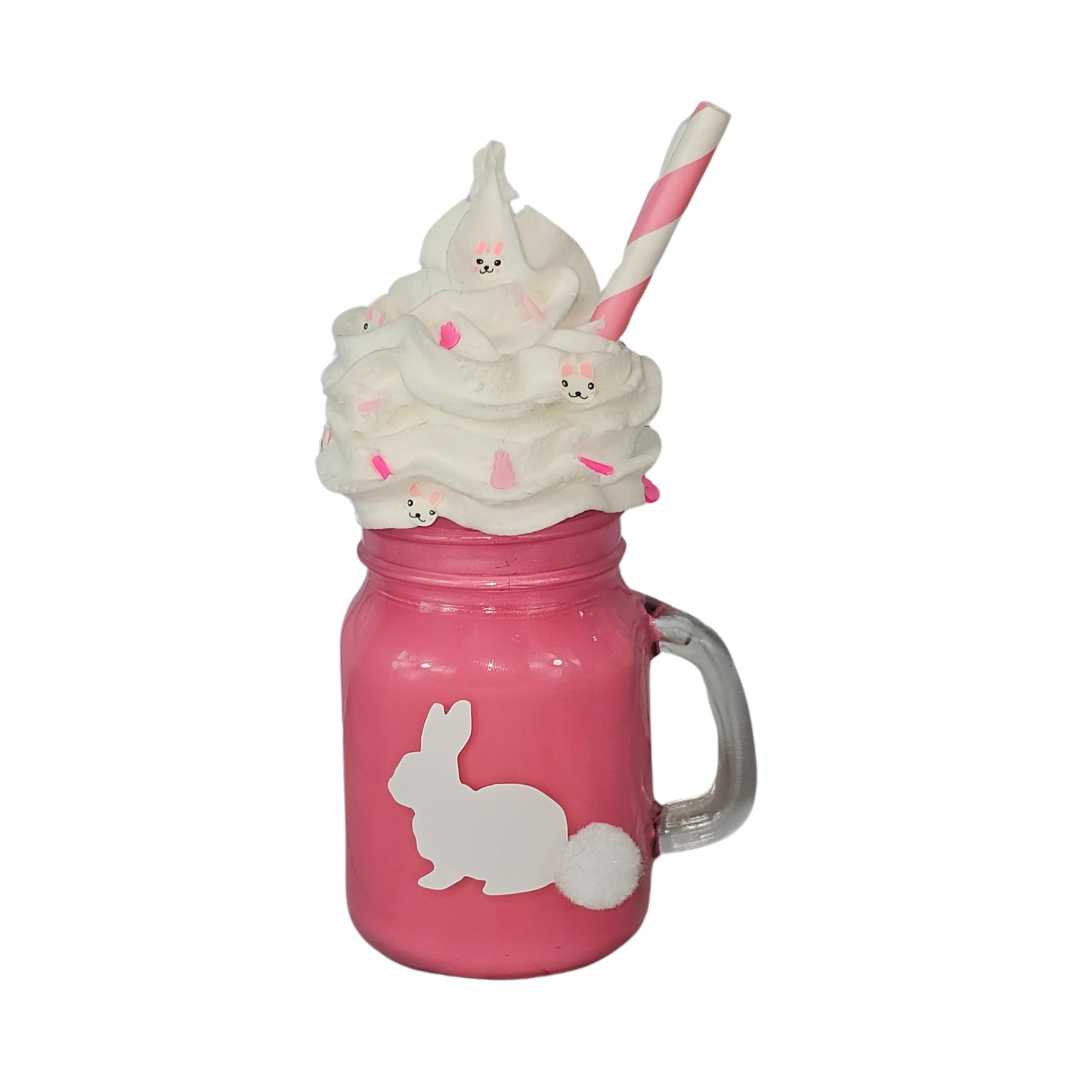 Easter Tiered Tray Decor Set - Pink Fake Ice Cream Milkshake & Mini Mason Jar - Easter Dessert Table Decorations for Spring Party, Home Decor, and Holiday Display