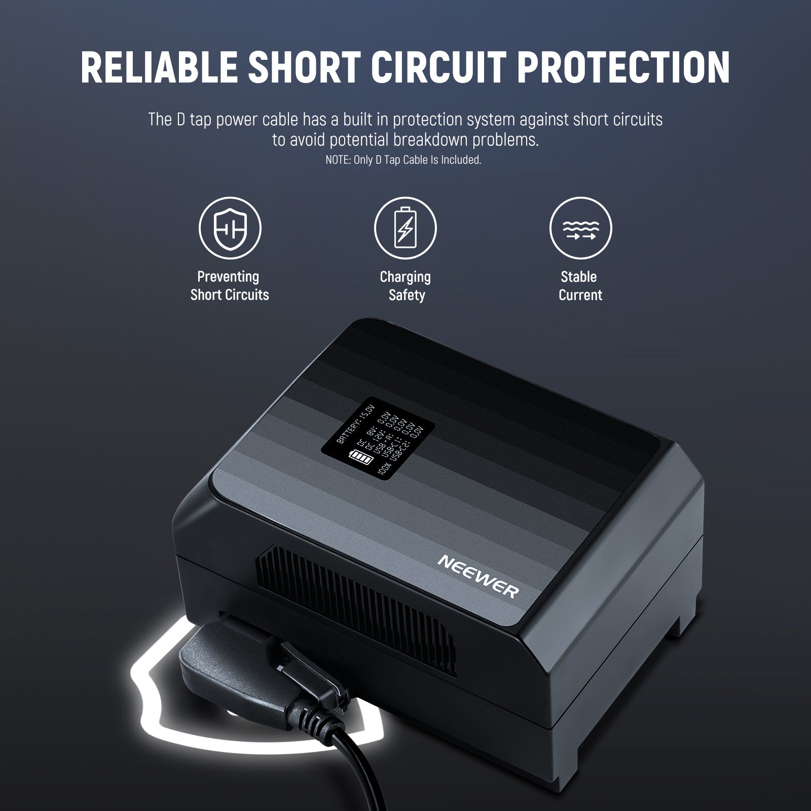 NEEWER NC012 D-Tap Male to D-Tap Female Extension Power Cable for Camera, LED Light & Film Equipment - 12V Power Supply Cord for Professional Photography & Videography