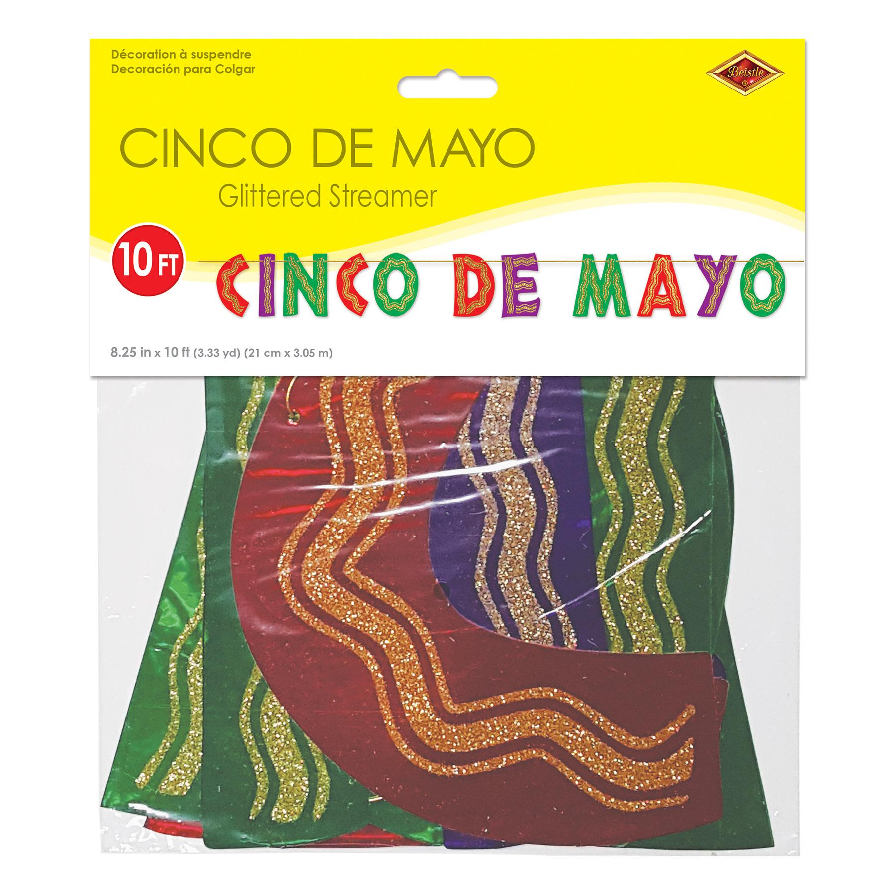 12 Pack Beistle Fiesta Glittered Cinco De Mayo Party Streamers - Colorful Decorations for Mexican Themed Parties, Celebrations & Festive Events