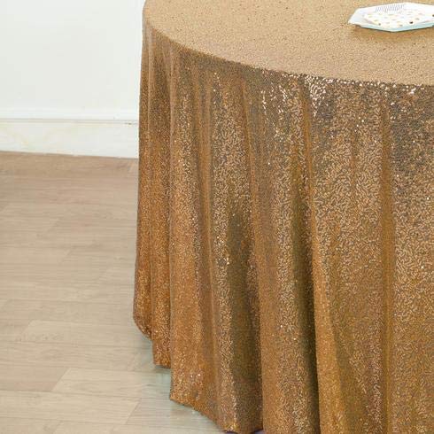 132 Inch Sequin Round Tablecloth - Premium Gold Payette Fabric for Weddings, Birthdays, Christmas & Party Decorations | Elegant Banquet, Reception, and Home Celebration Table Cover