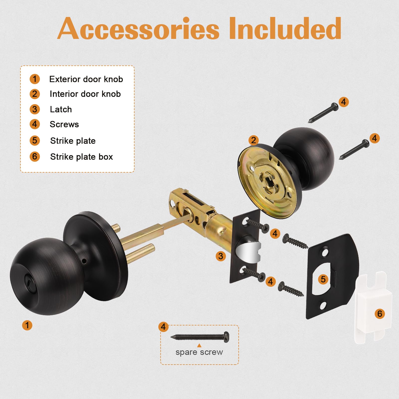 Probrico 8 Pack Oil Rubbed Bronze Interior Door Knobs with Privacy Lock - Bedroom & Bathroom Door Handles for Standard Doors - Perfect for Home, Office, and Rental Properties